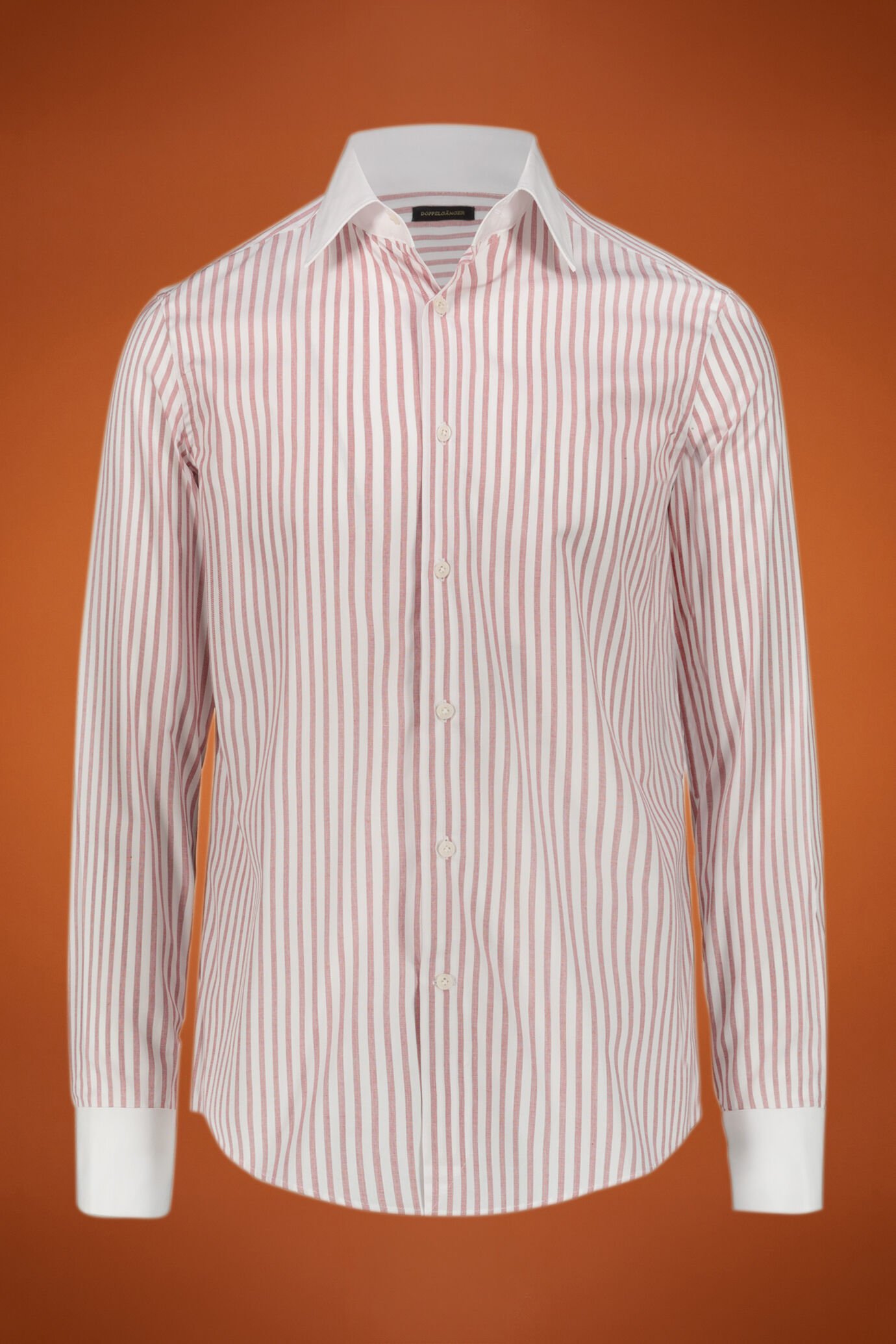 Camicia uomo collo classico 100% cotone tessuto tinto filo riga larga regular fit