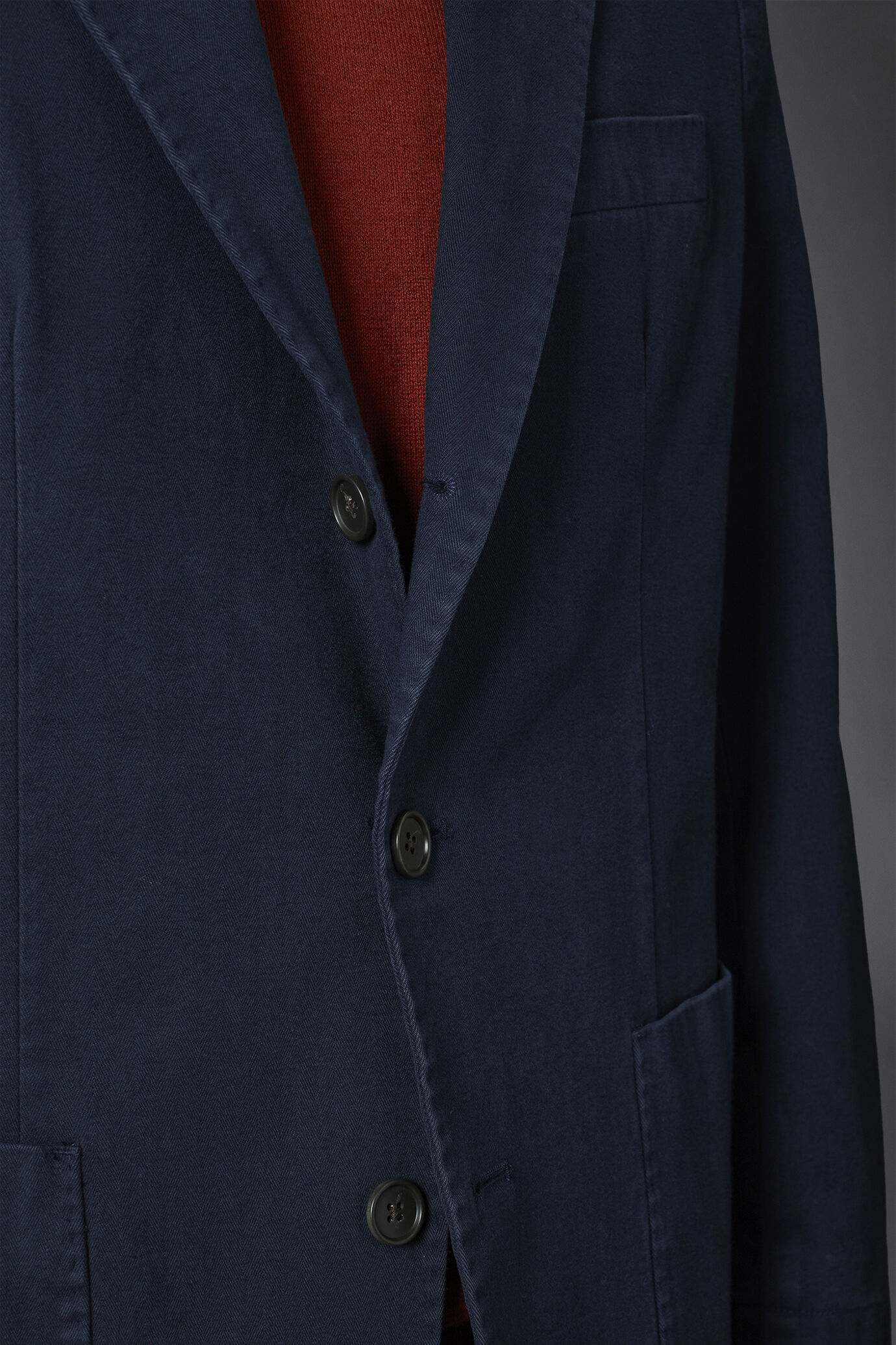 Men's single-breasted jacket with patch pocket harringbone design regular fit image number 4