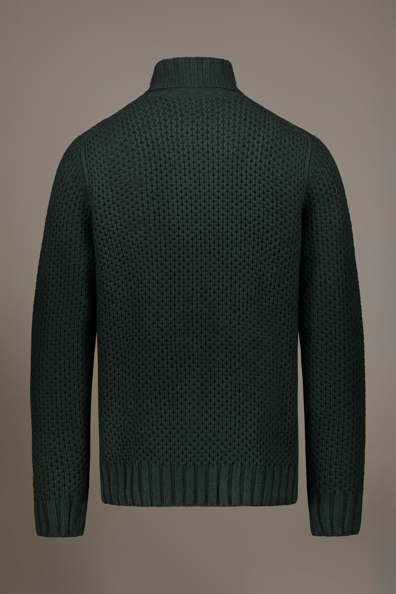Wool blend turtleneck sweater with honeycomb heavy knitting image number 5