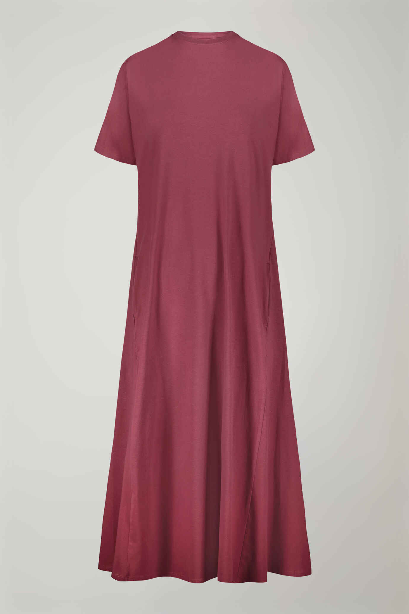 Robe midi femme à col rond et manches courtes en jersey de coton stretch coupe régulière image number 4