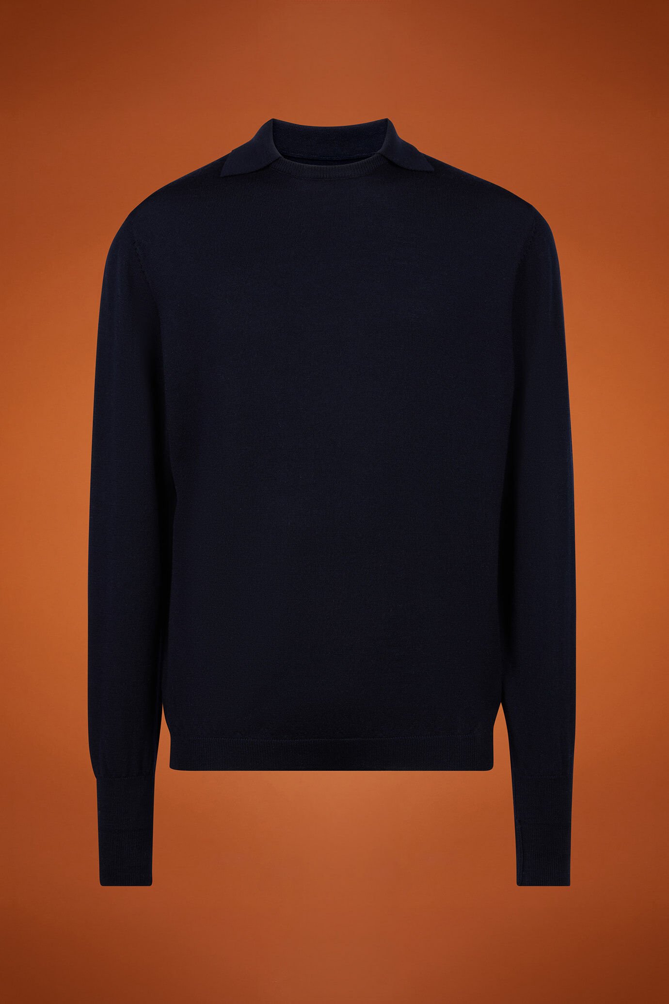 Maglia uomo girocollo con collo polo 100% lana merino extrafine regular fit