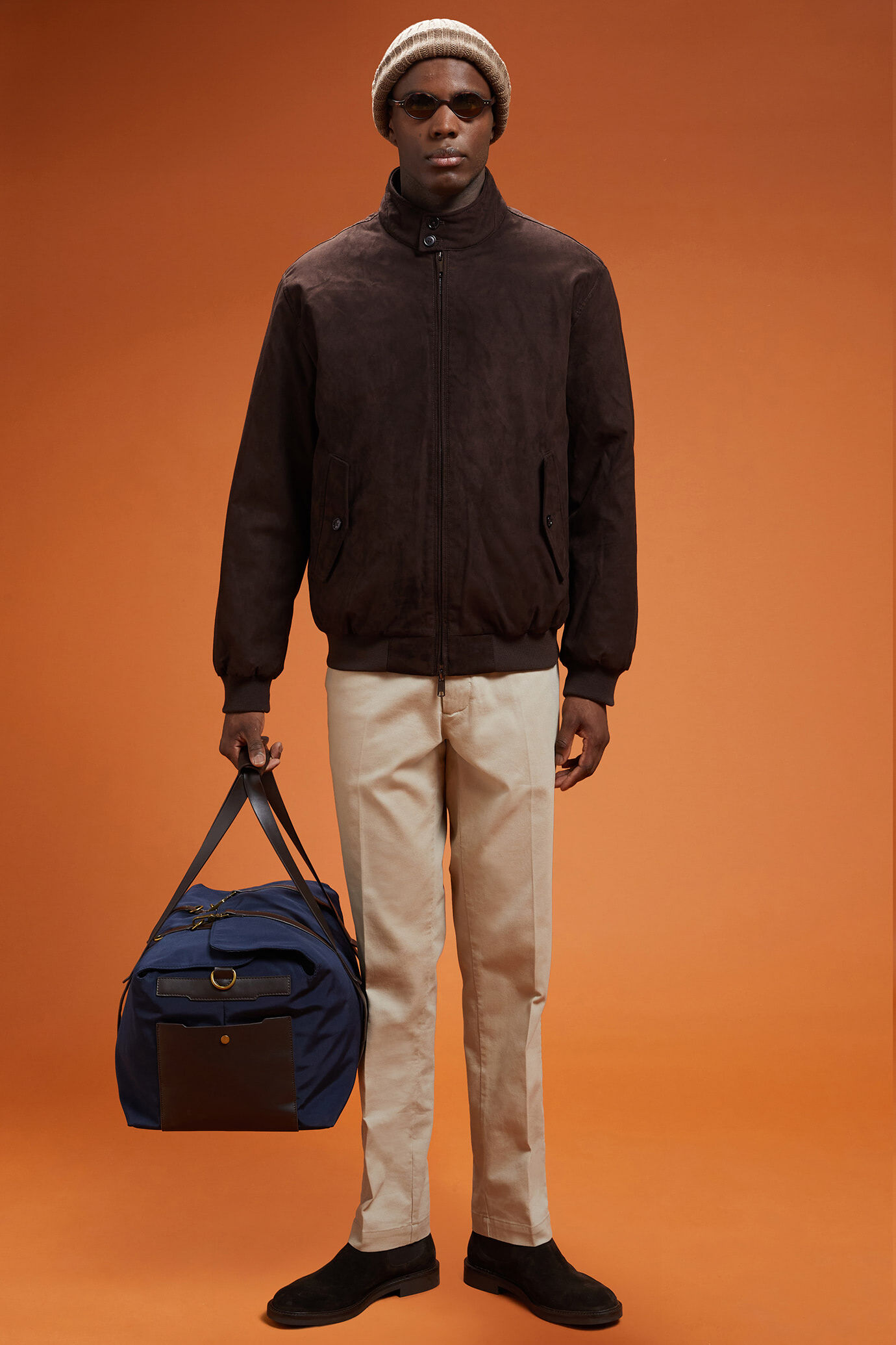 Giubbino uomo in ecopelle scamosciato imbottito comfort fit