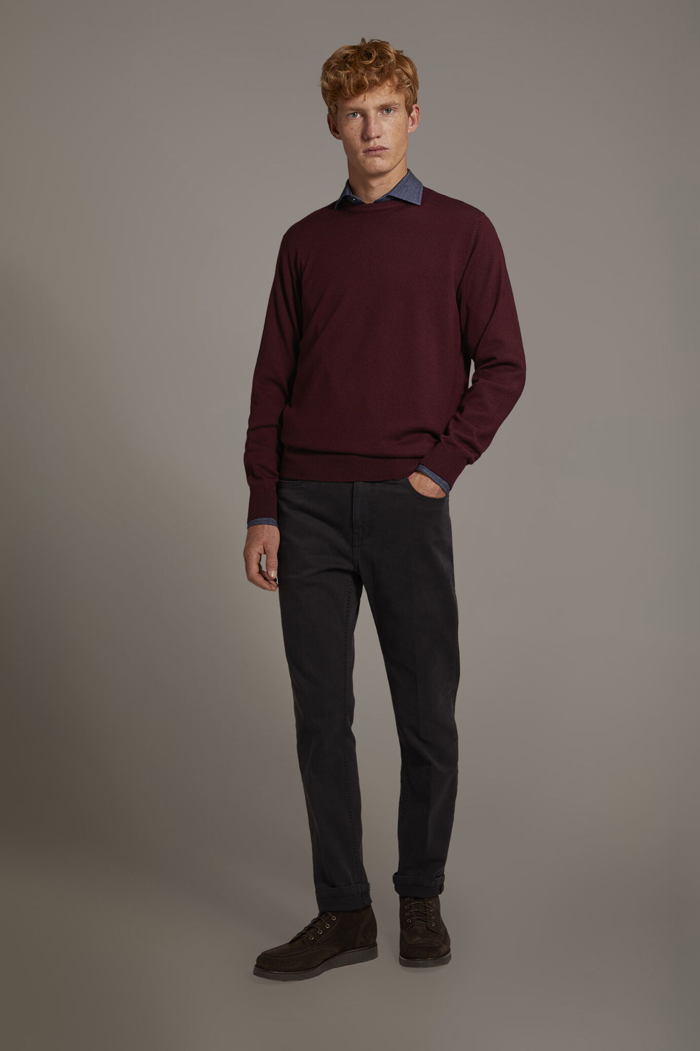 Pantalone 5 tasche regular fit tessuto bull twill image number 1