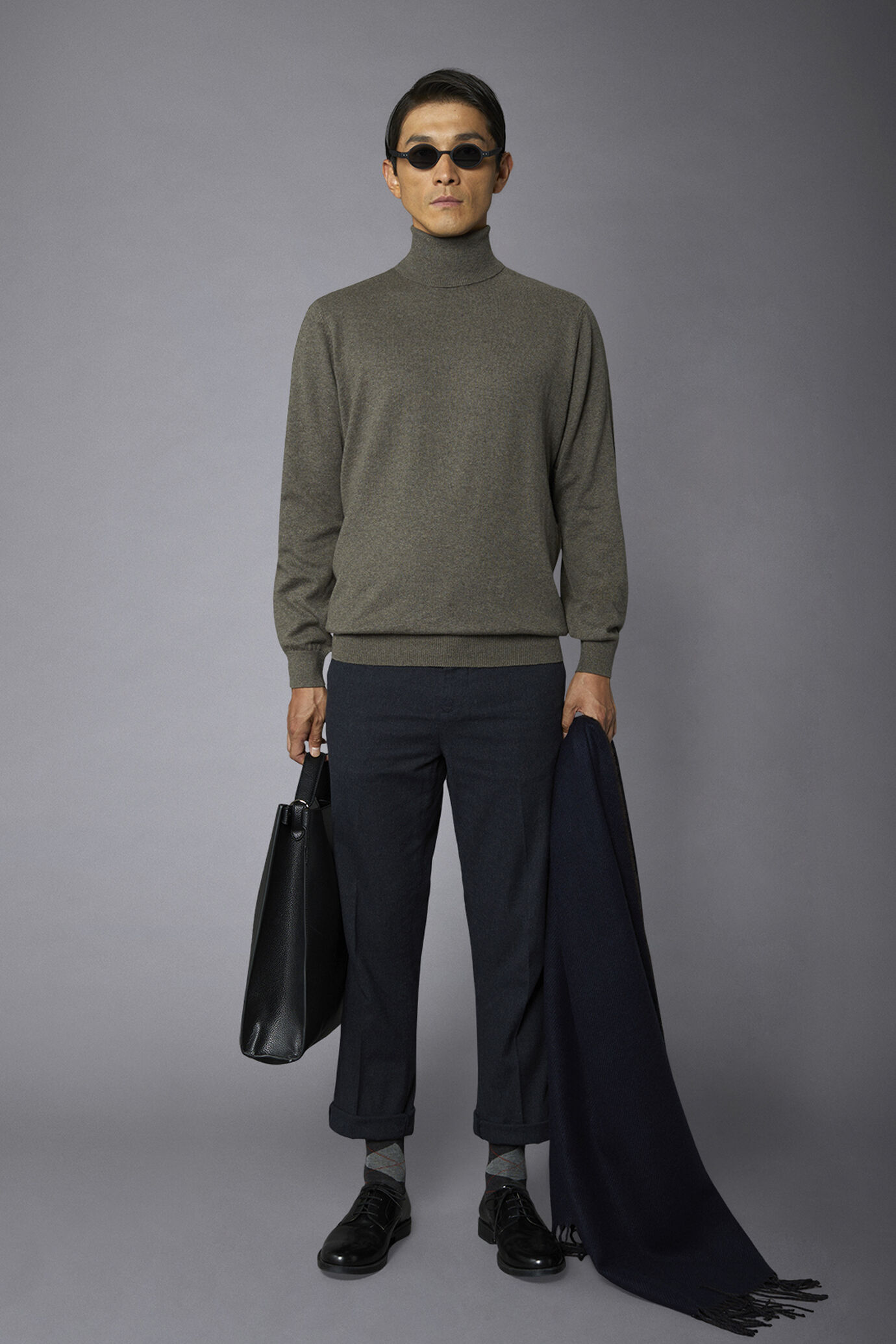 Men's wool and cotton turtleneck sweater image number 0