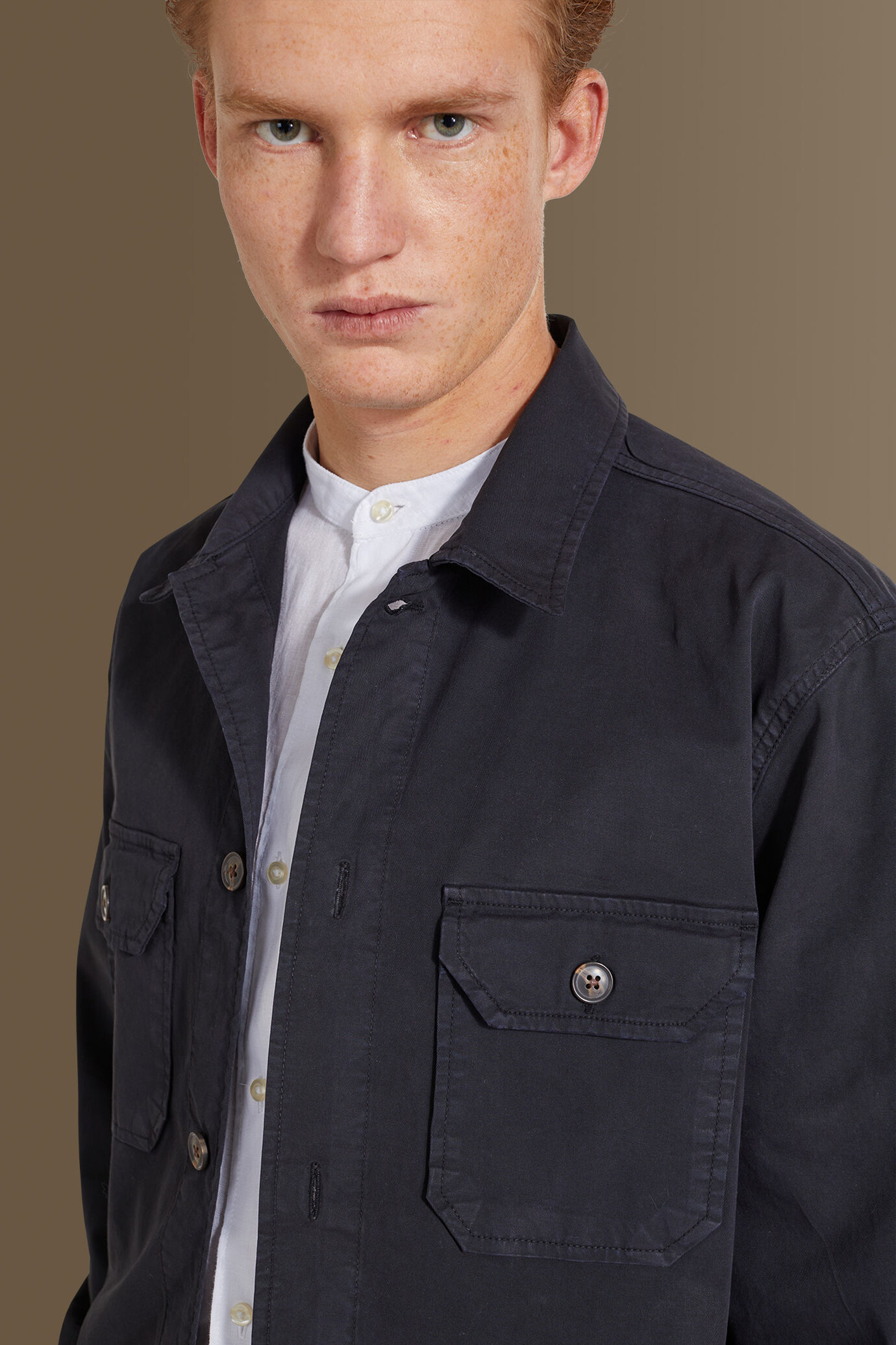 Chambray overshirt french collar image number 1