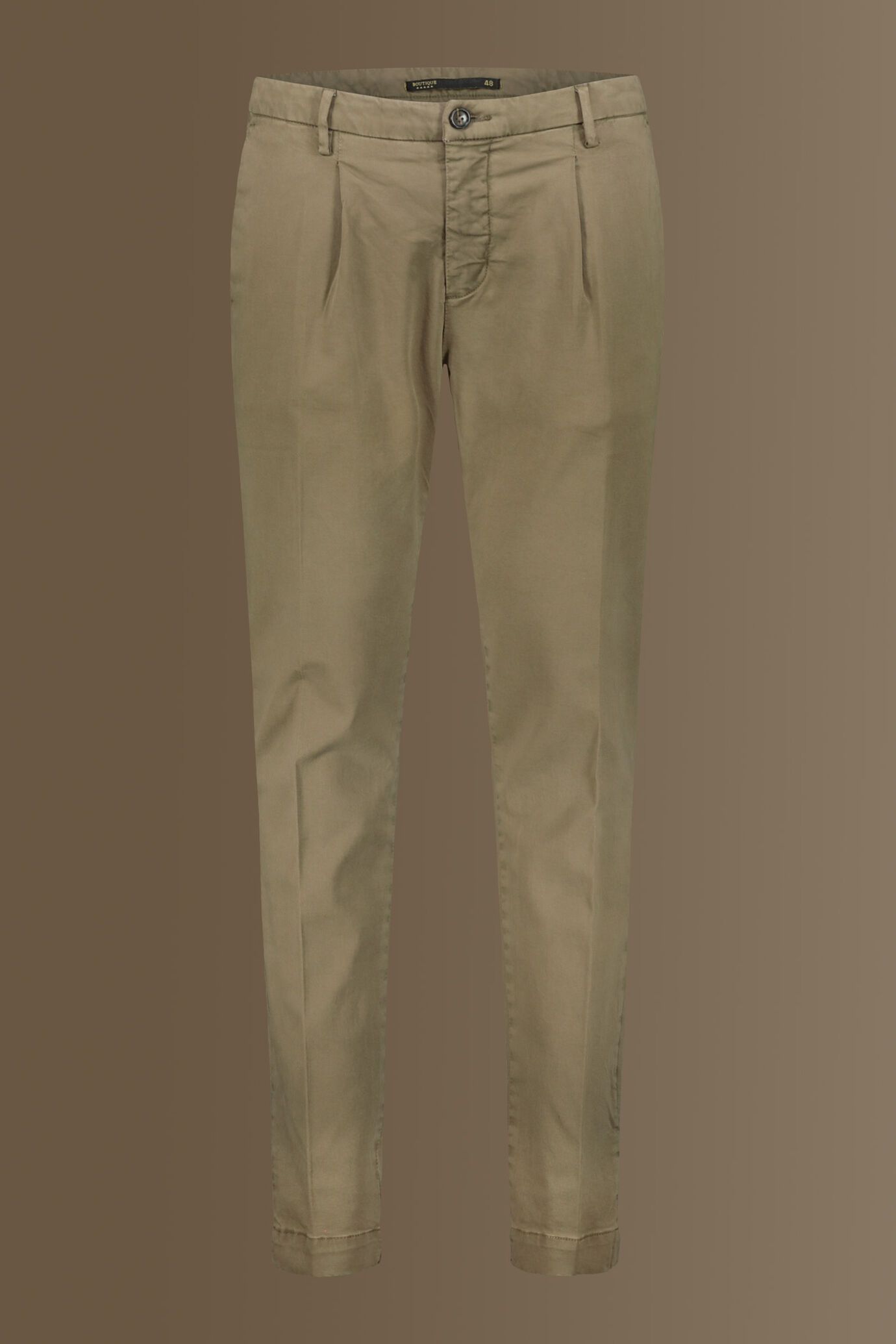 Pantalone chino con pinces singola tessuto in raso elasticizzato image number 4
