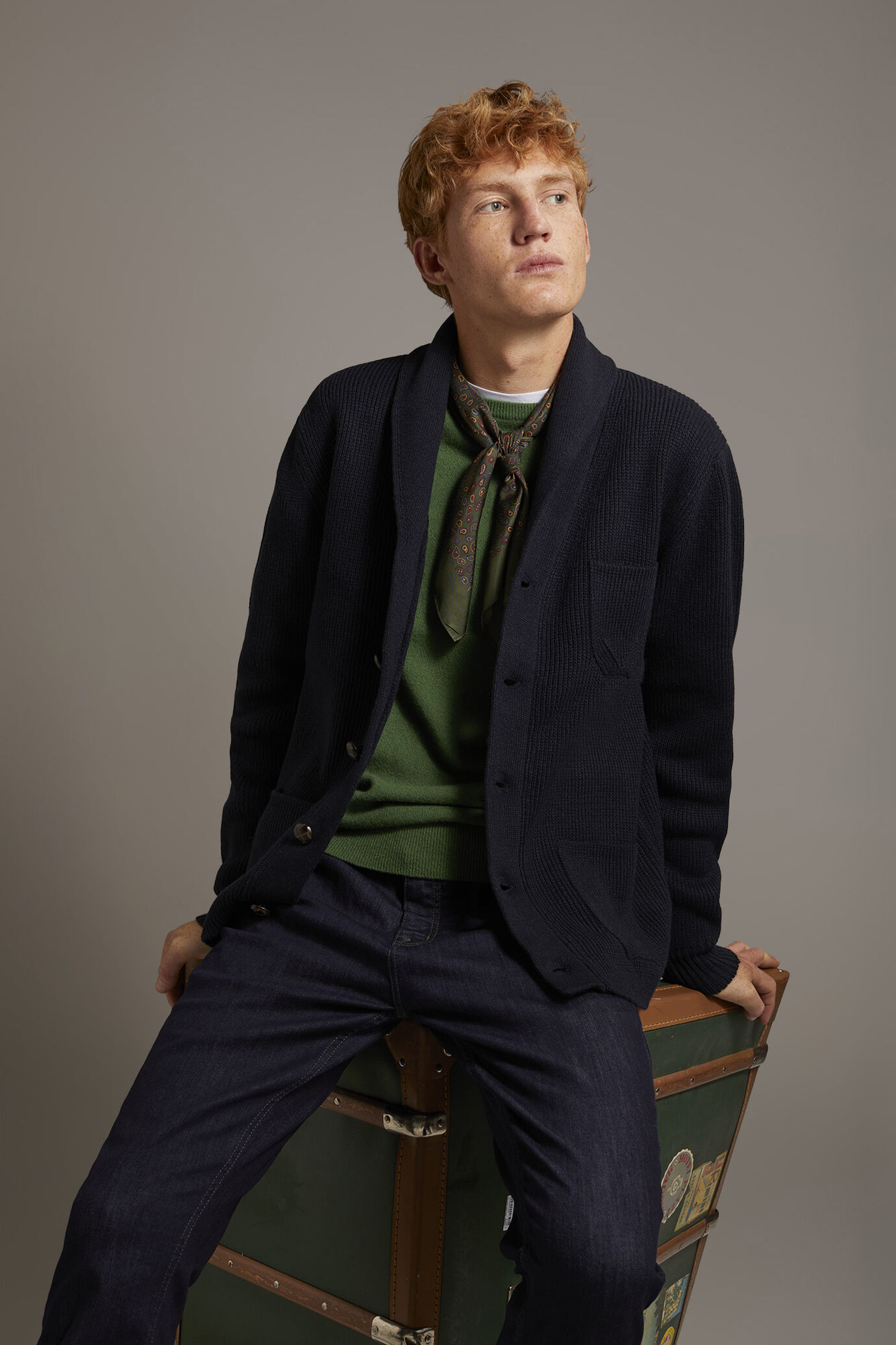 Cardigan misto lana lavorazione a costa inglese image number 0