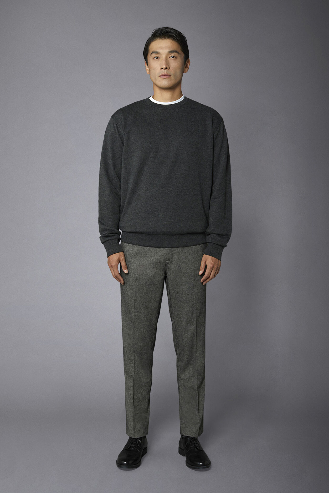 Men's chino pants woven cotton hand wool tweed regular fit