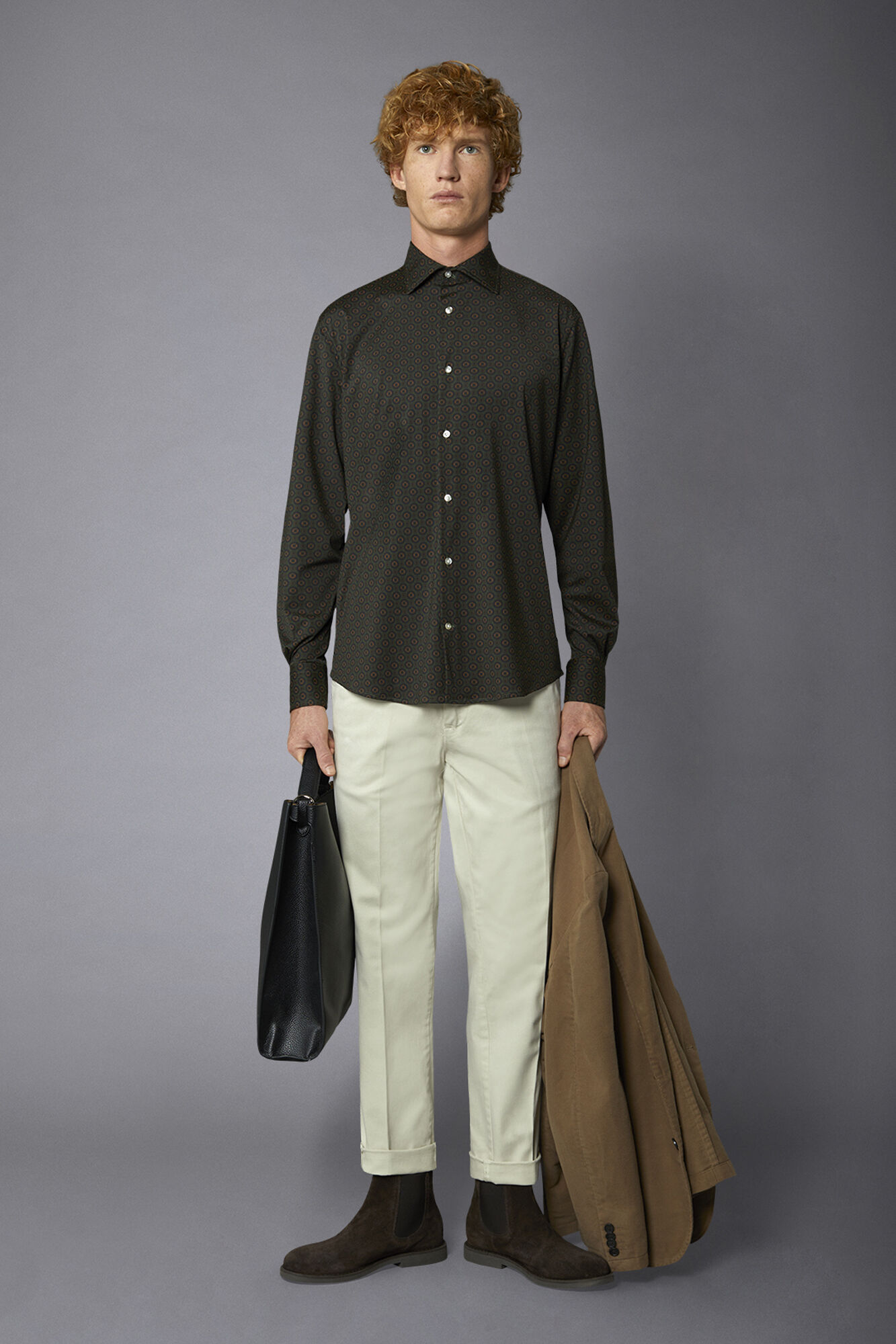 Camicia classica genderless tecnica comfort fit tessuto fantasia