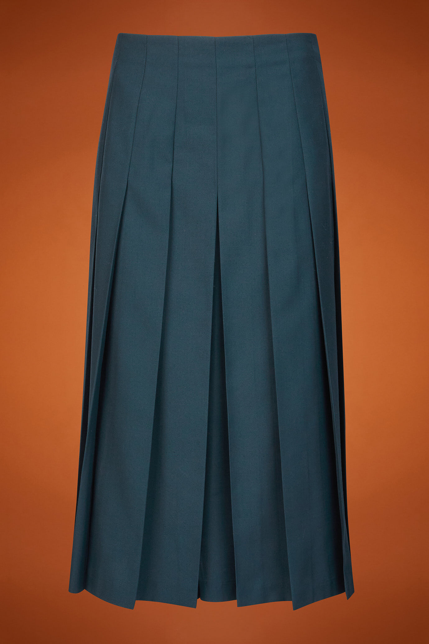 Gonna donna longuette a pieghe con zip tinta unita regular fit image number 5