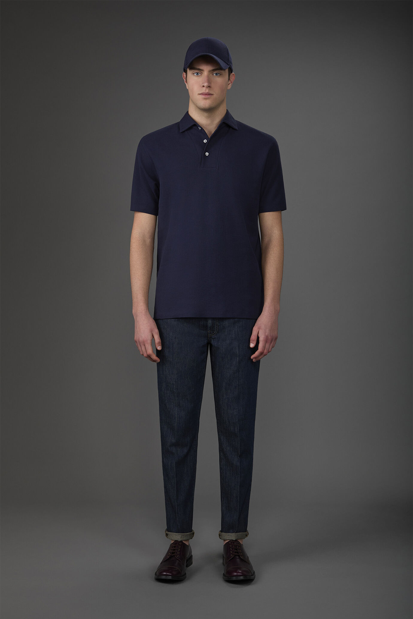 Polo homme, manches courtes, en 100% coton léno anglais image number 1