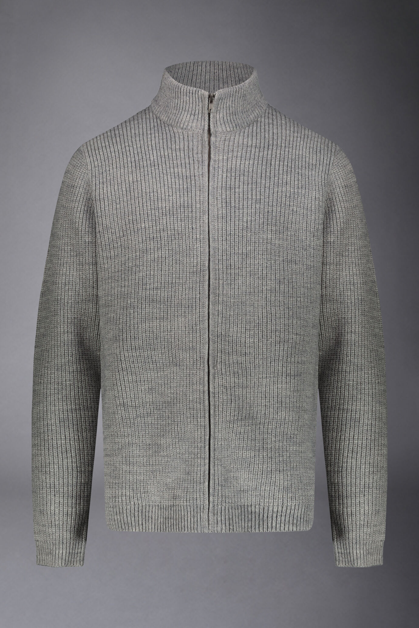 Cardigan uomo con zip a collo alto misto lana a costa inglese regular fit image number 4