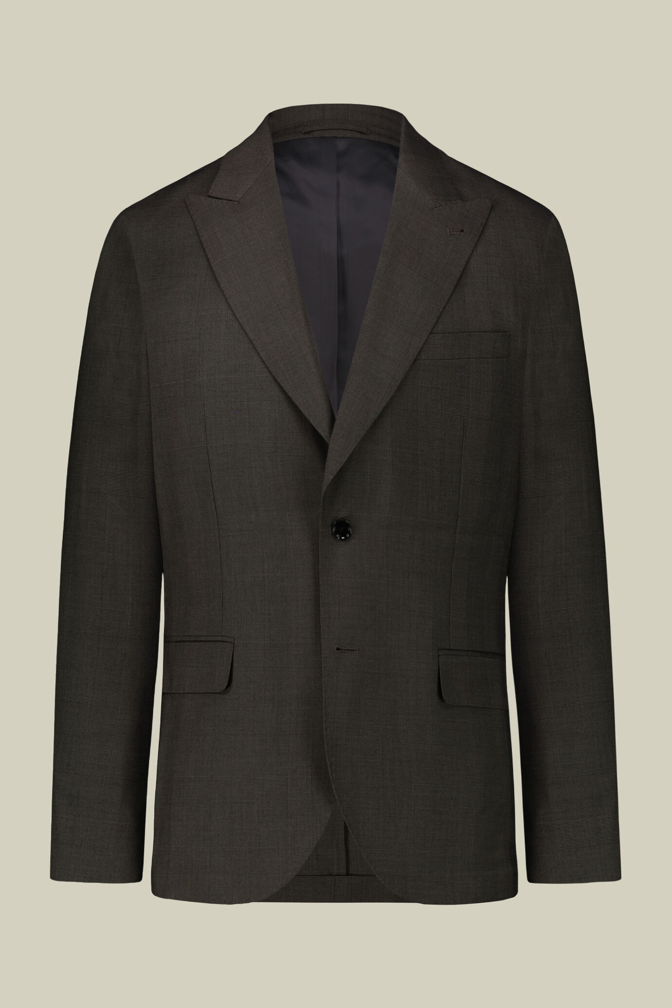 Abito uomo monopetto con pantalone ad una pinces tessuto dal disegno principe di galles