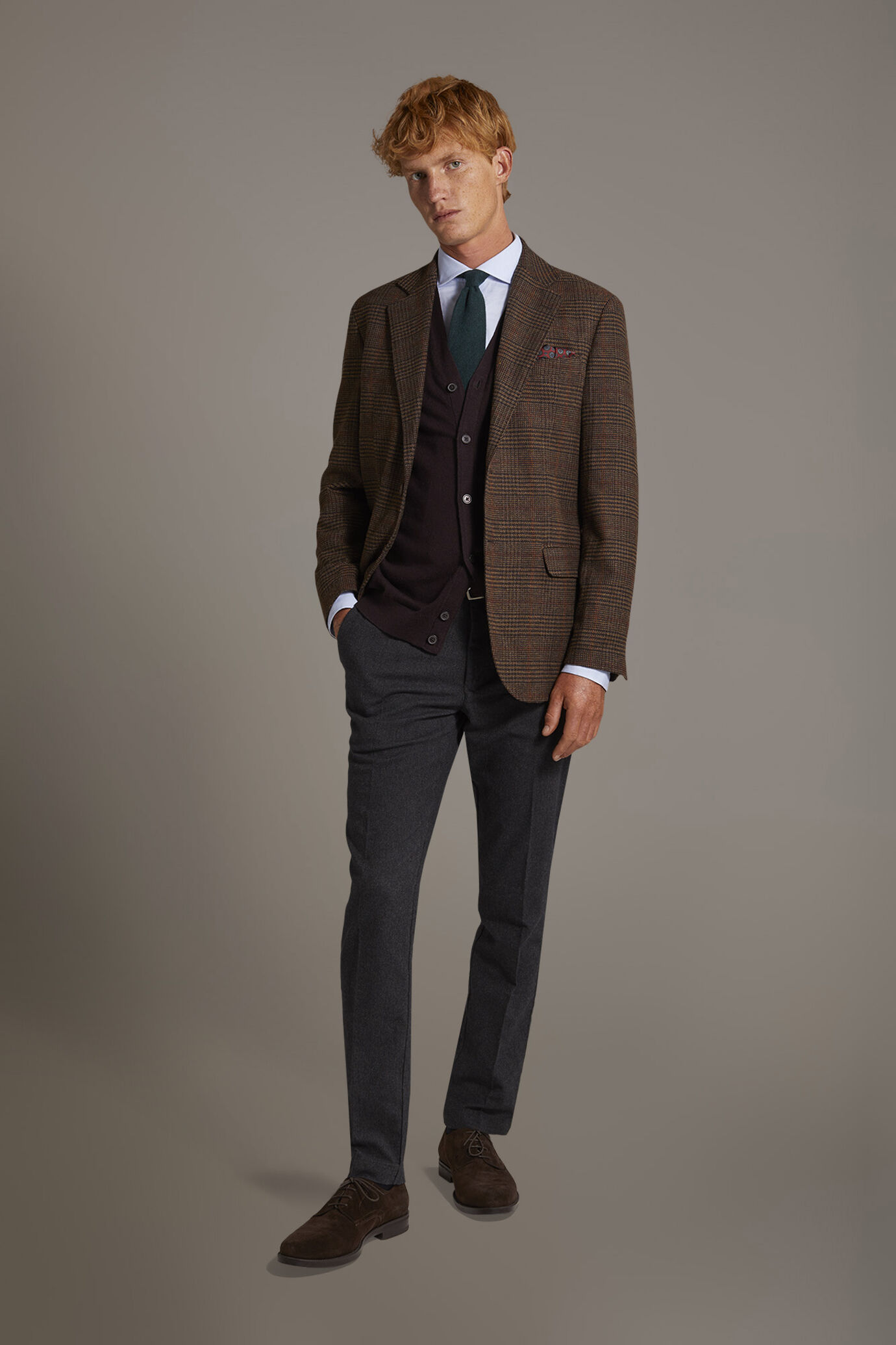 Single-breasted jacket with patch pockets in wool blend made in Italy image number 1