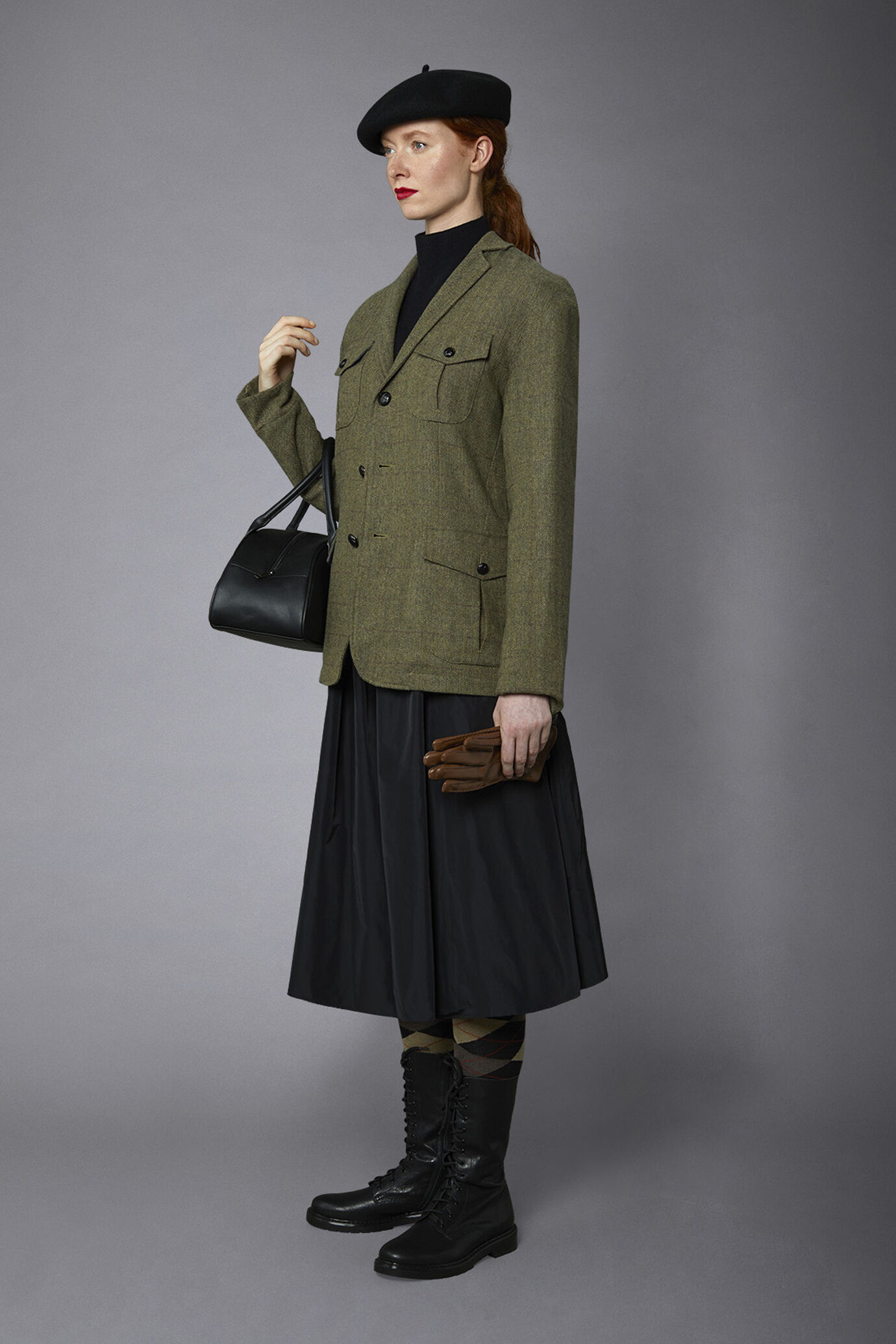 Genderless wool blend field jacket with herringbone pattern regular fit image number 3