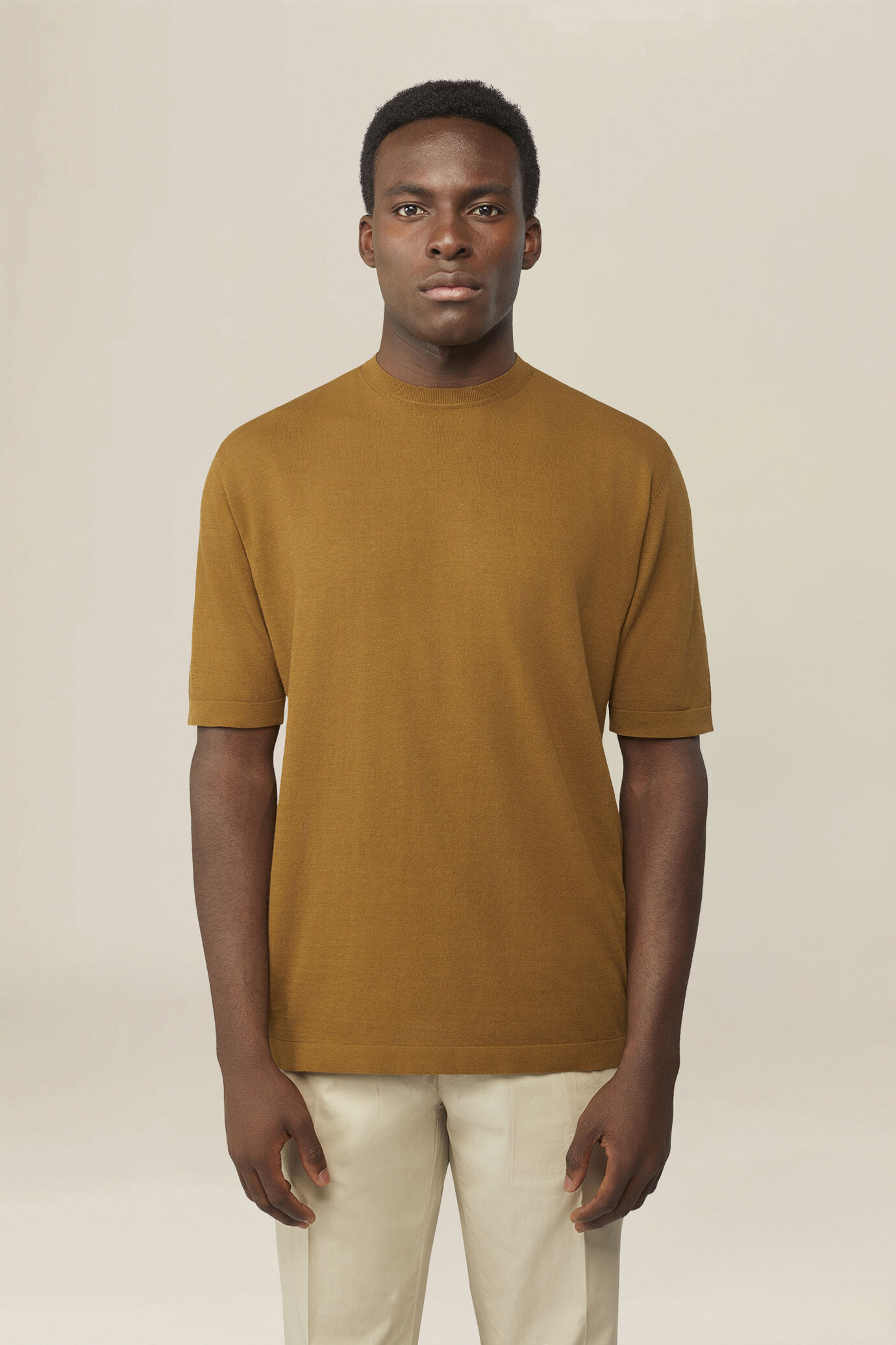 T-shirt uomo a maglia in 100% cotone crepe image number 0