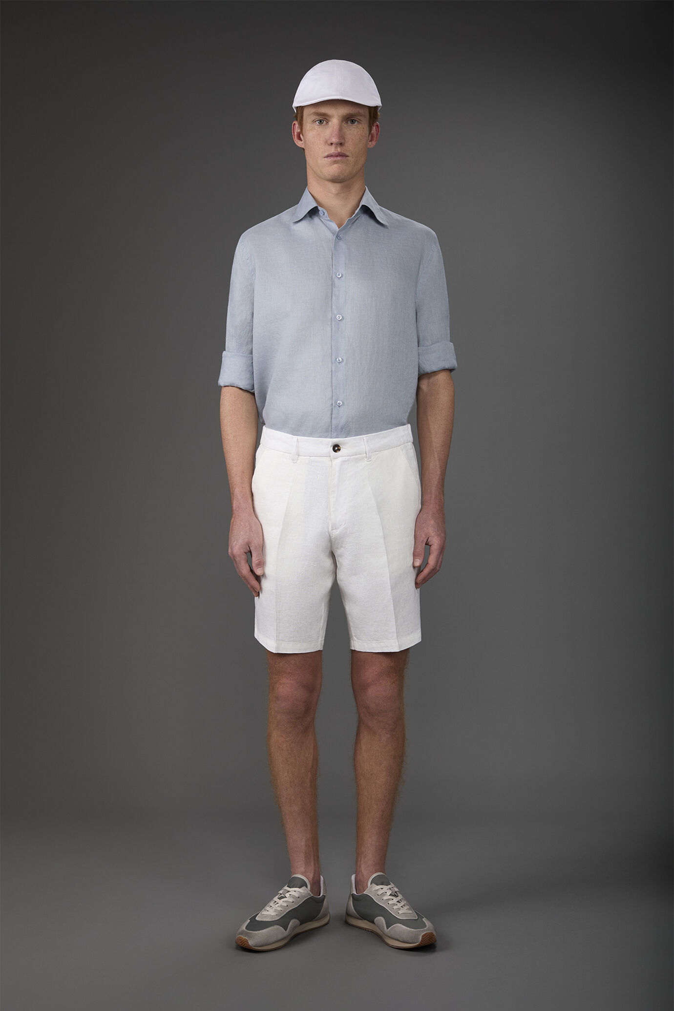 Herren-Bermudashorts mit Gummizug im Bund aus 100 % Leinen