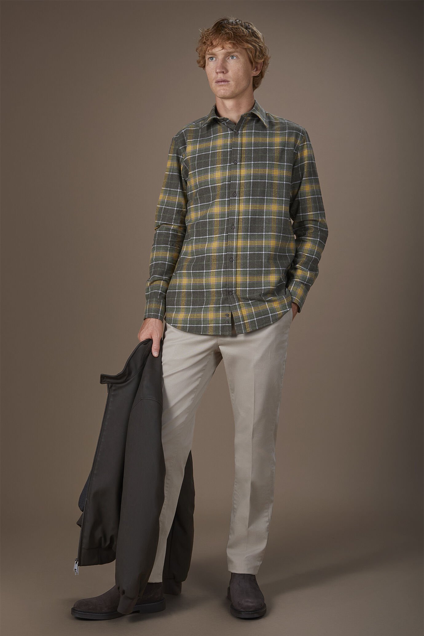 Camicia uomo casual tessuto in flanella a quadri comfort fit image number 1