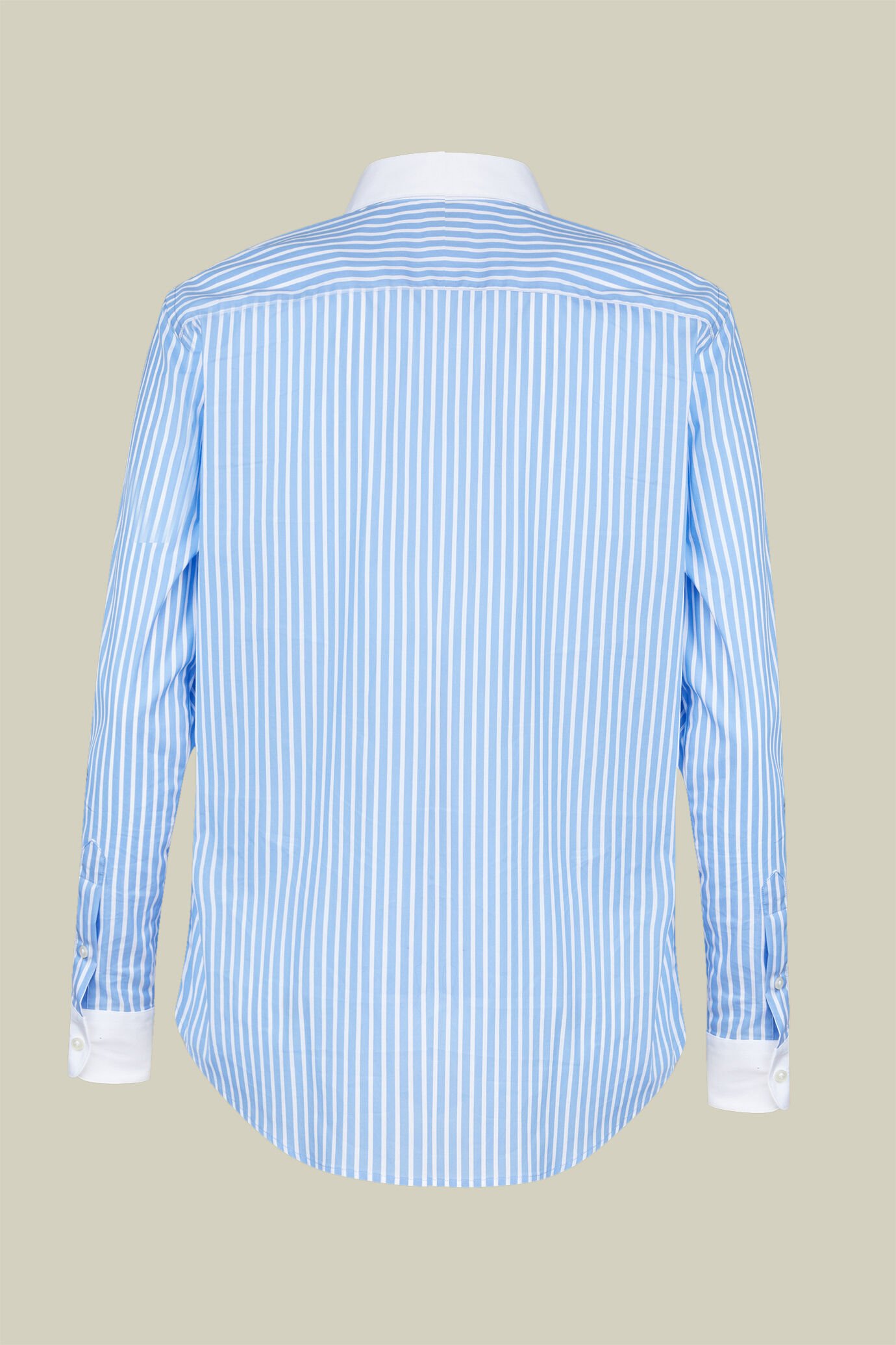 Classic women's shirt in yarn-dyed broad-striped fabric with white collar and cuffs regular fit image number 5