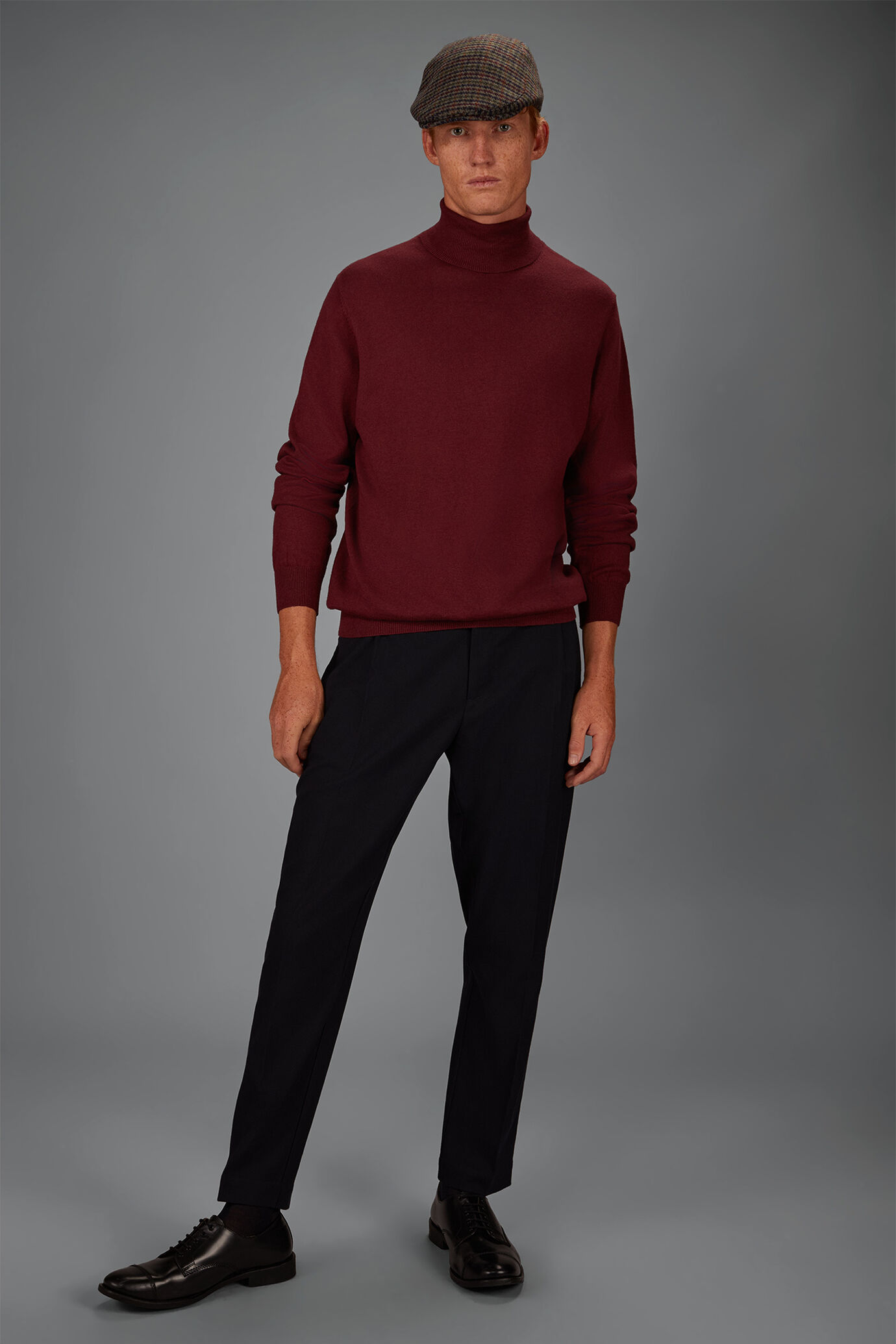 Men's regular fit high neck jumper in wool and cotton image number 0