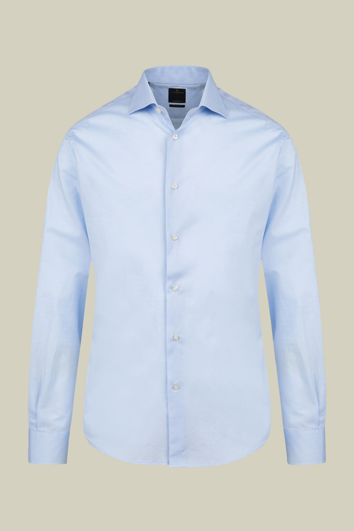 Camicia classica collo francese uomo 100% cotone tinta unita fiammato image number 4