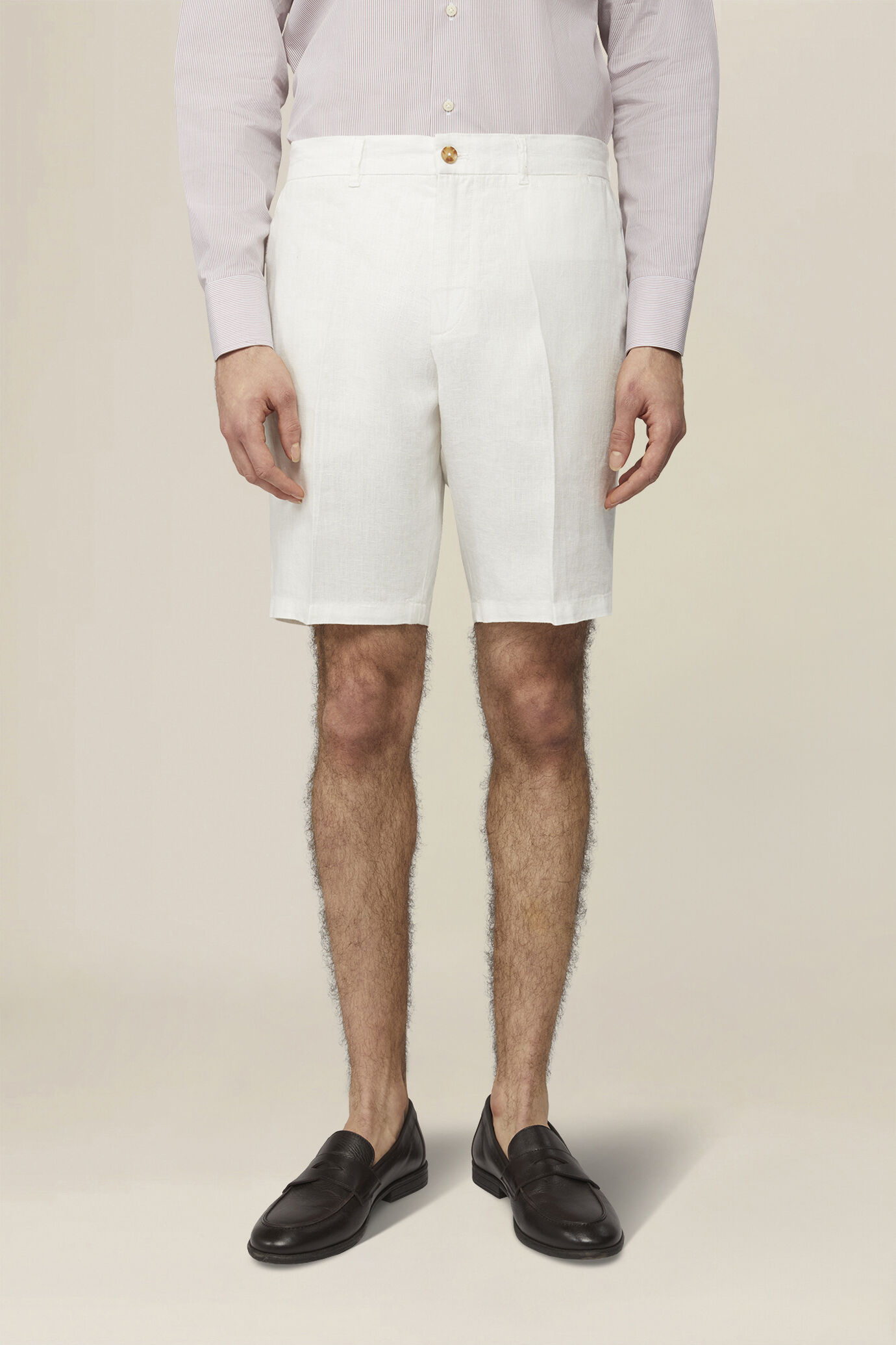 Men's 100% linen Bermuda shorts, regular fit image number 1