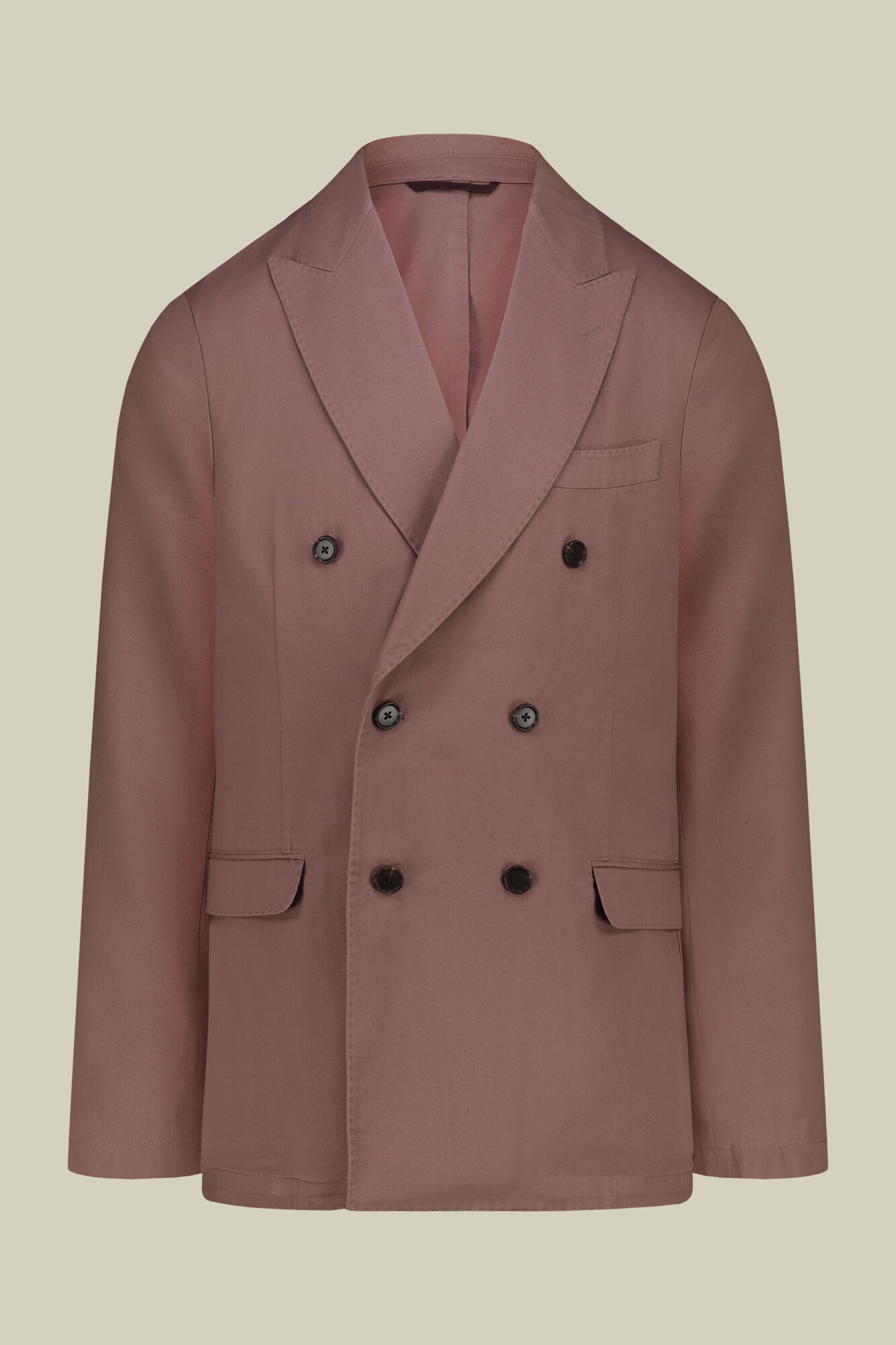 Unlined double-breasted men's jacket in regular fit twill fabric