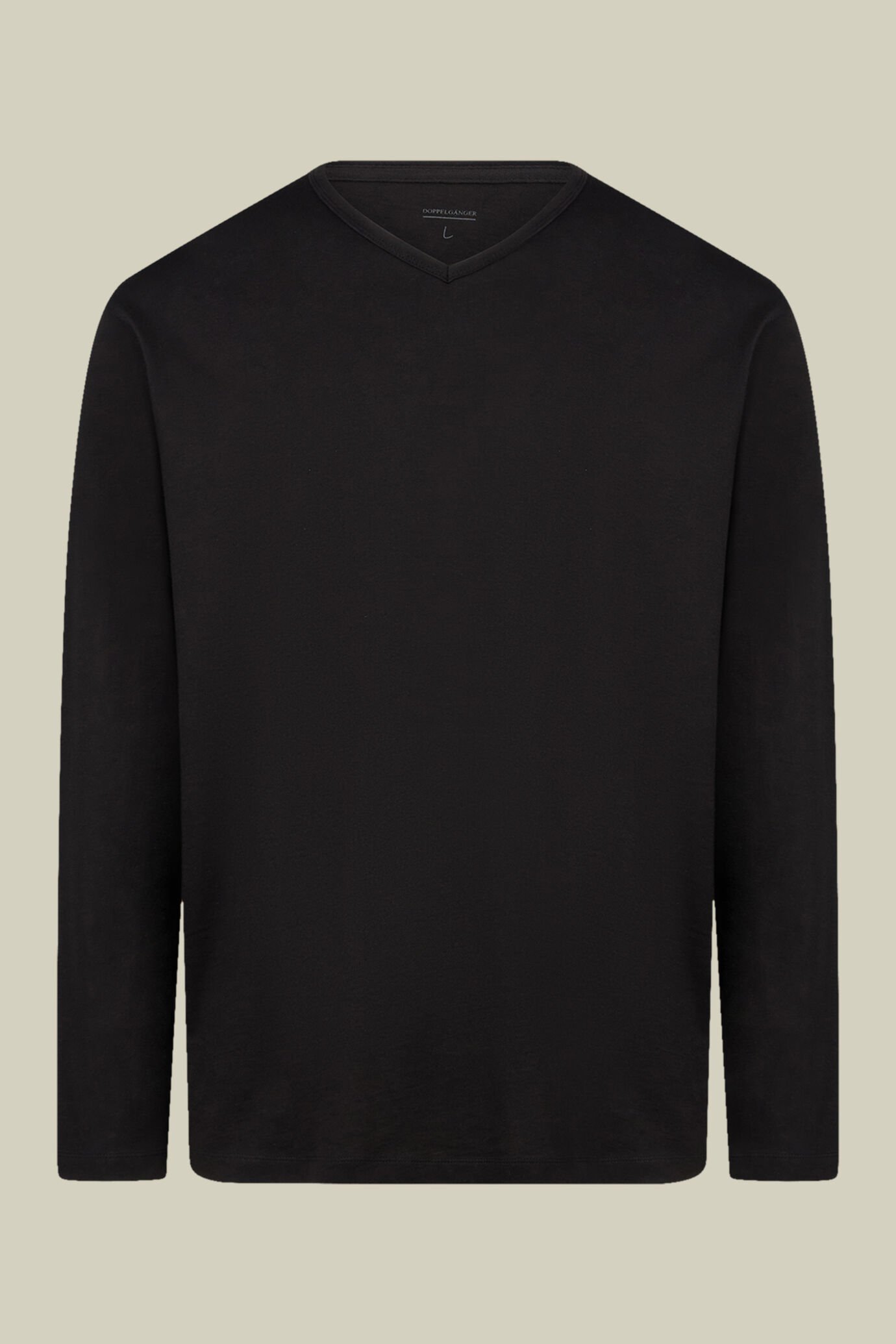 Men's regular fit long-sleeved V-neck T-shirt in 100% cotton slub image number 0