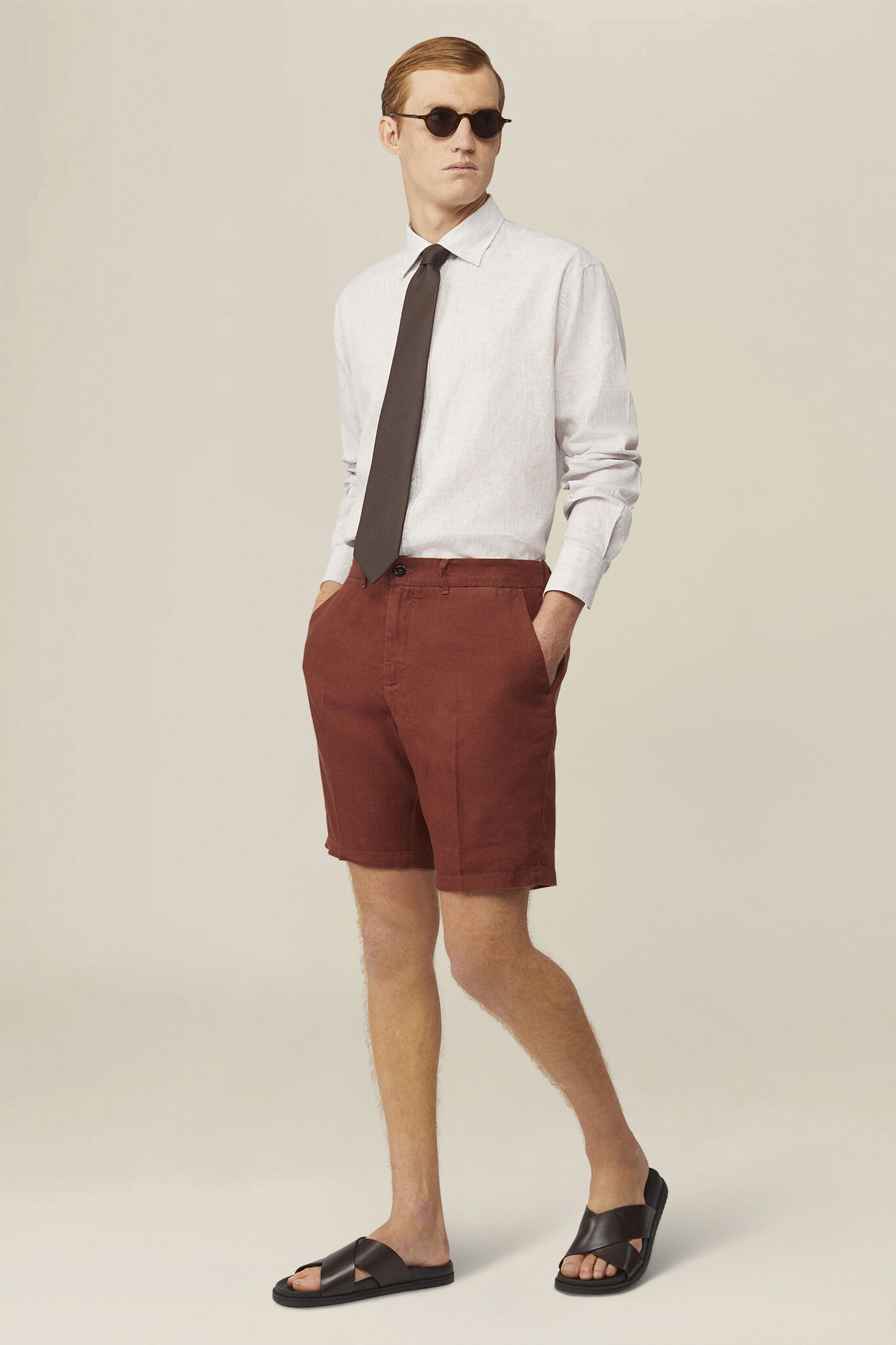 Herren-Bermudashorts aus 100 % Leinen, Regular Fit image number 0