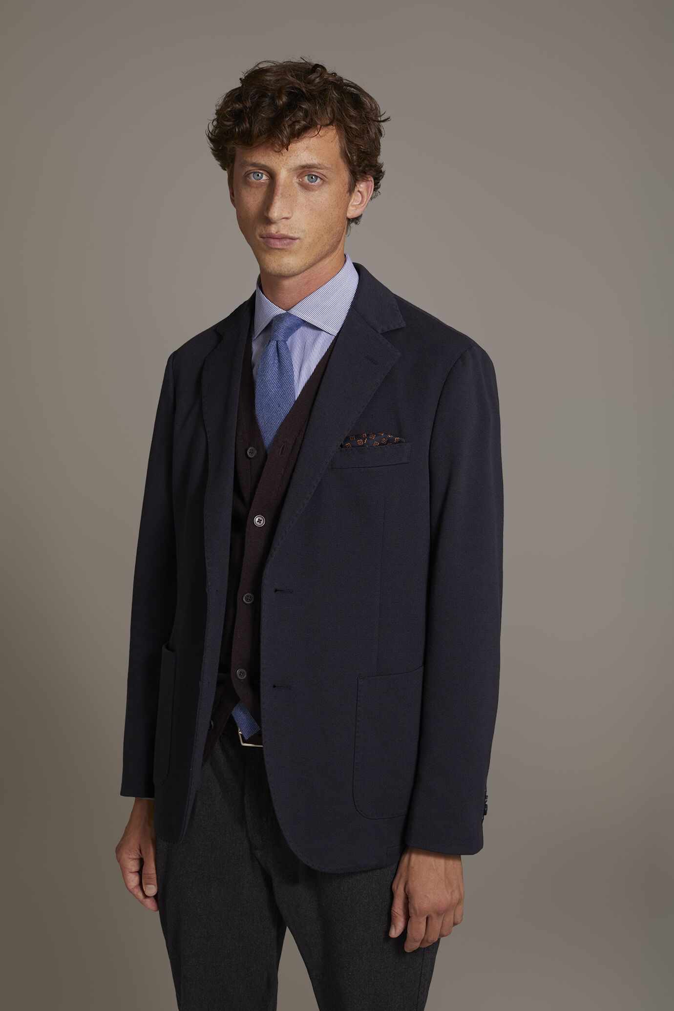 Giacca monopetto tessuto jersey misto cotone image number 2