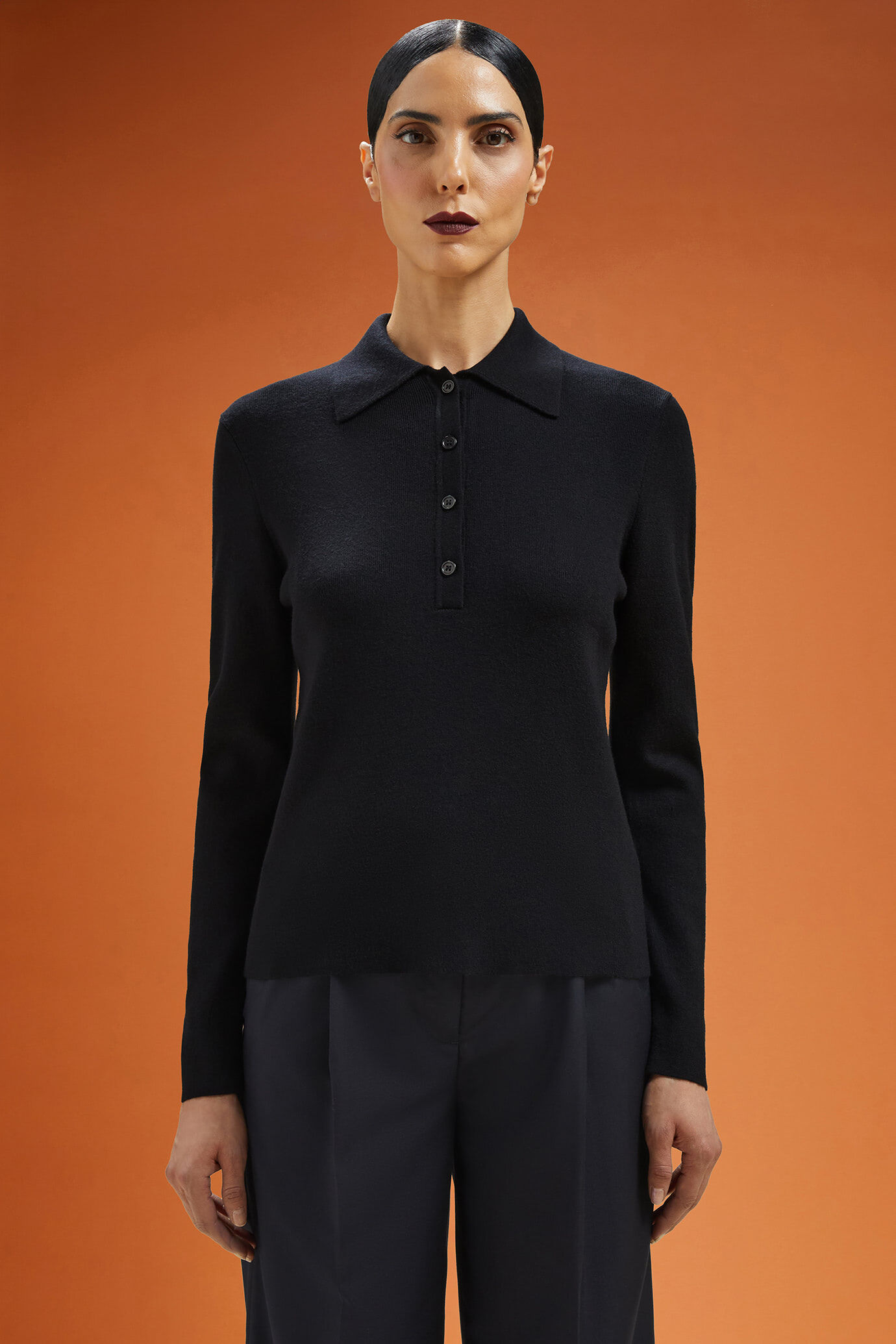 Polo donna a manica lunga regular fit image number 0