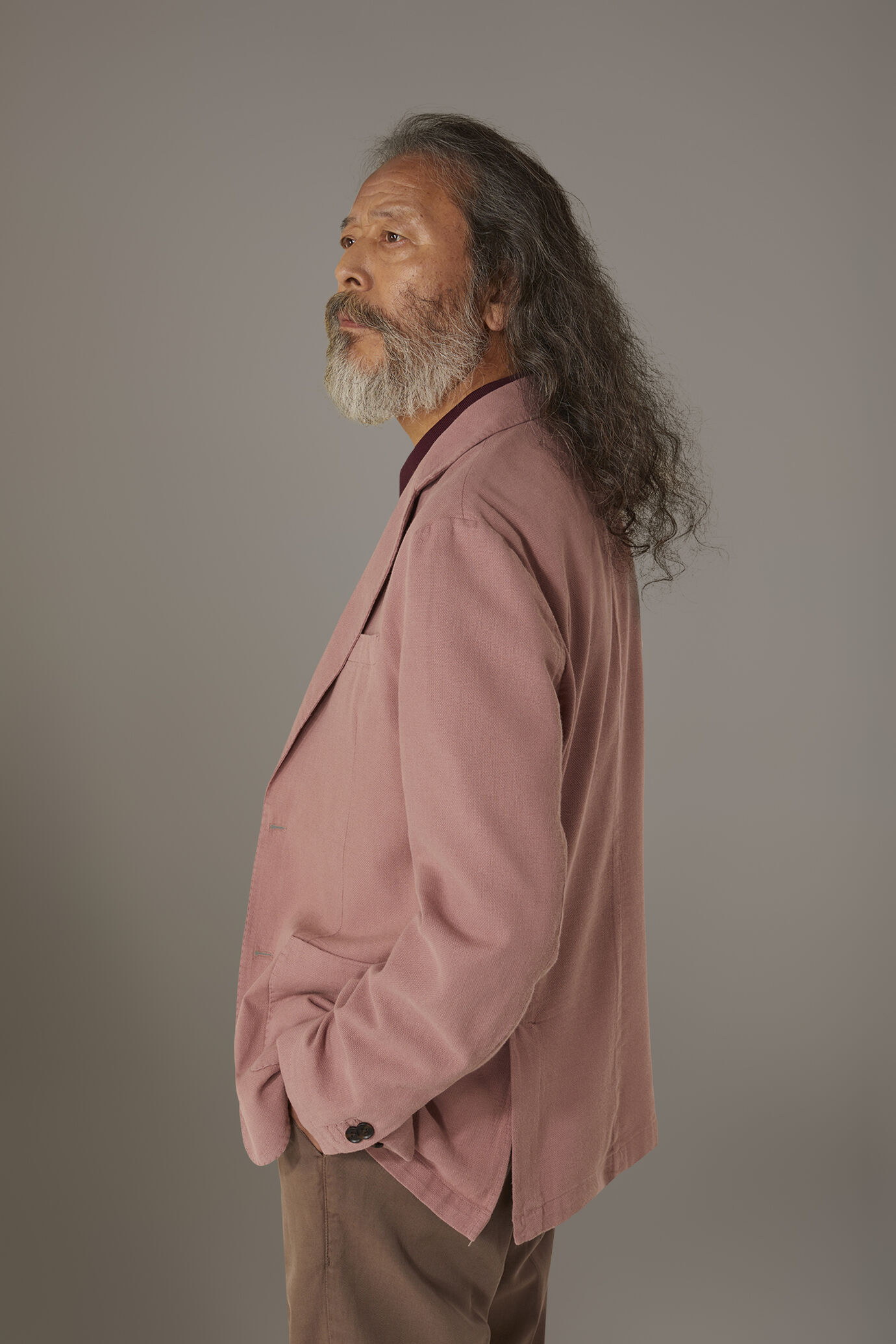 Giacca monopetto lino e cotone con tasca a toppa image number 3