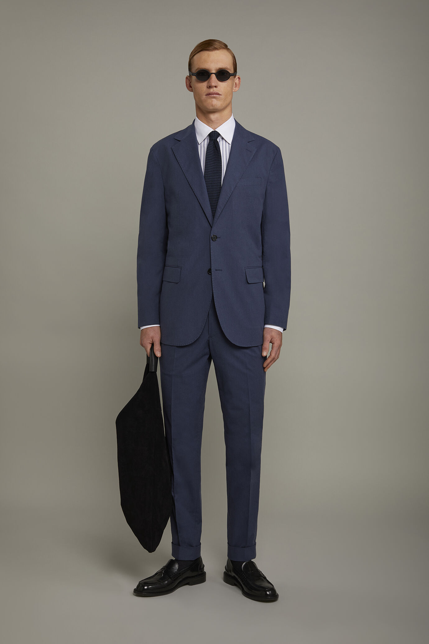 Pantalone classico uomo con doppia pince tessuto con effetto fiammato regular fit image number 0