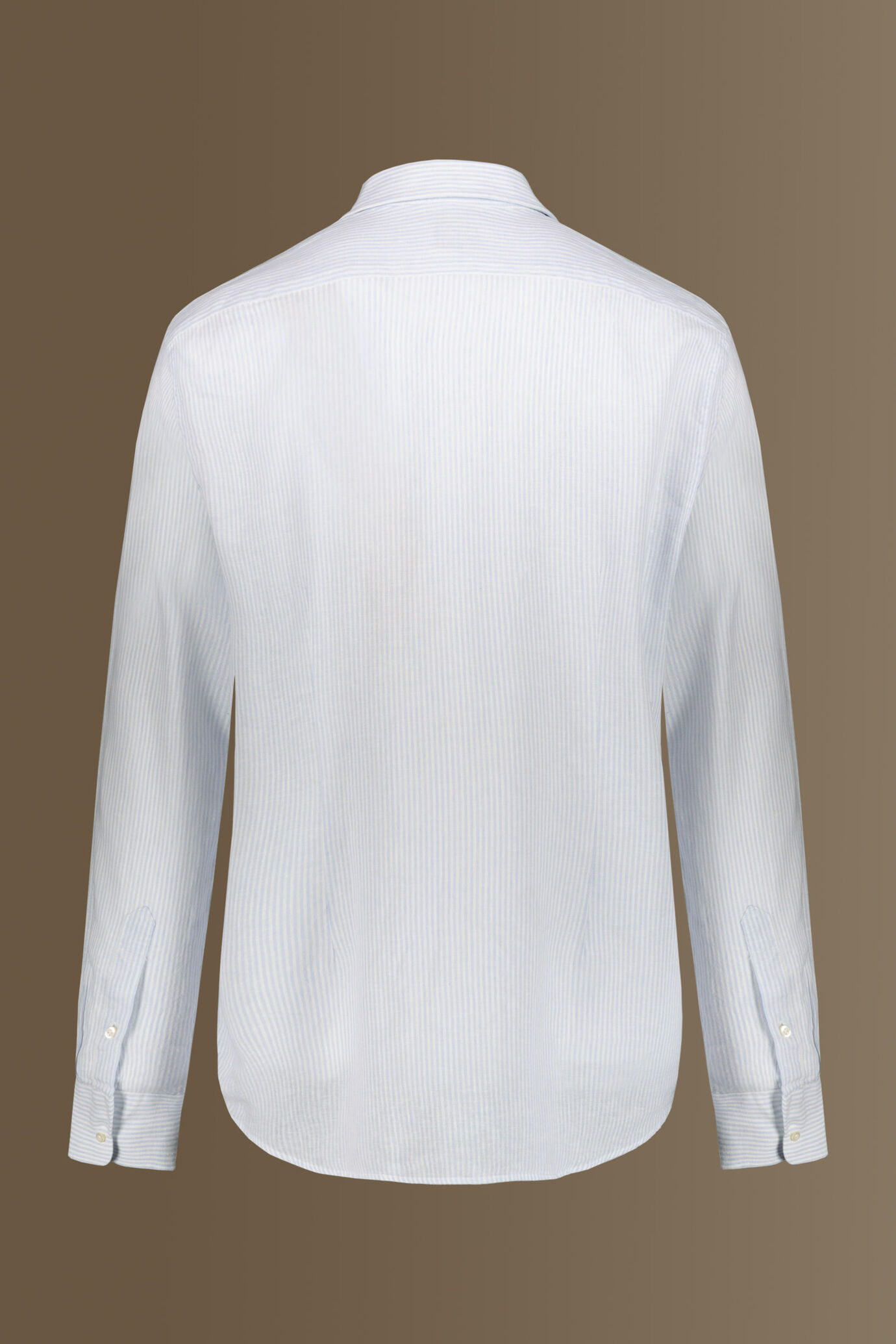 Camicia casual uomo collo francese misto lino a righe image number 5
