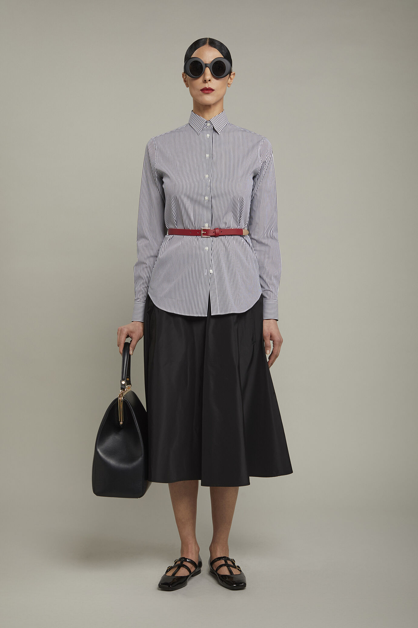 Camicia donna classica in cotone stretch disegno rigato image number 0