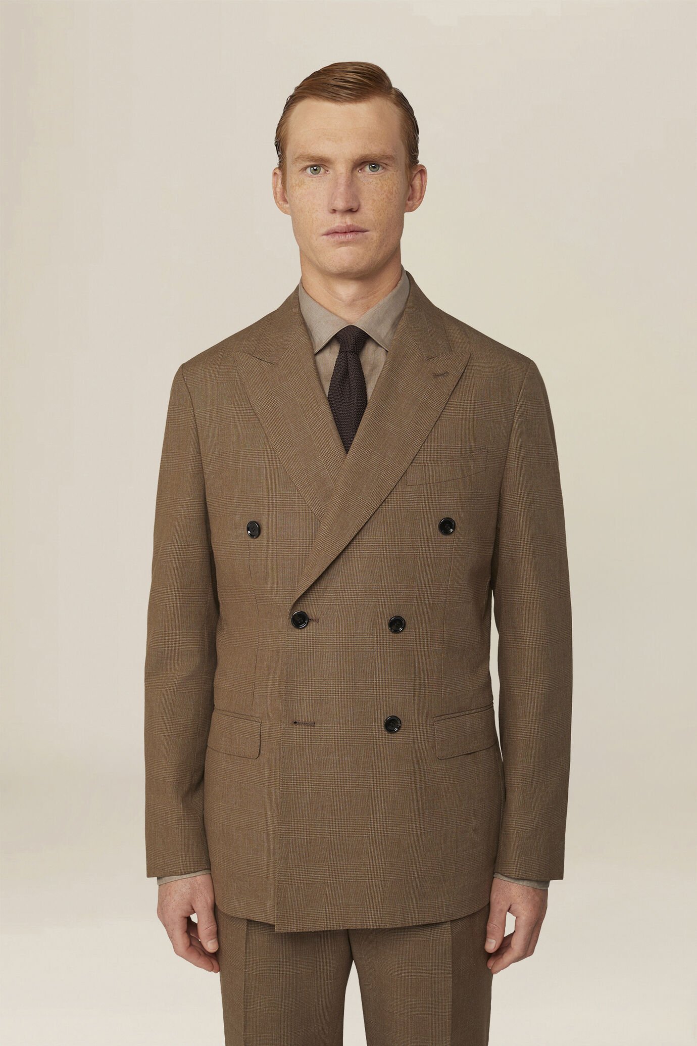 Giacca uomo doppiopetto sfoderata in principe di Galles regular fit image number 0