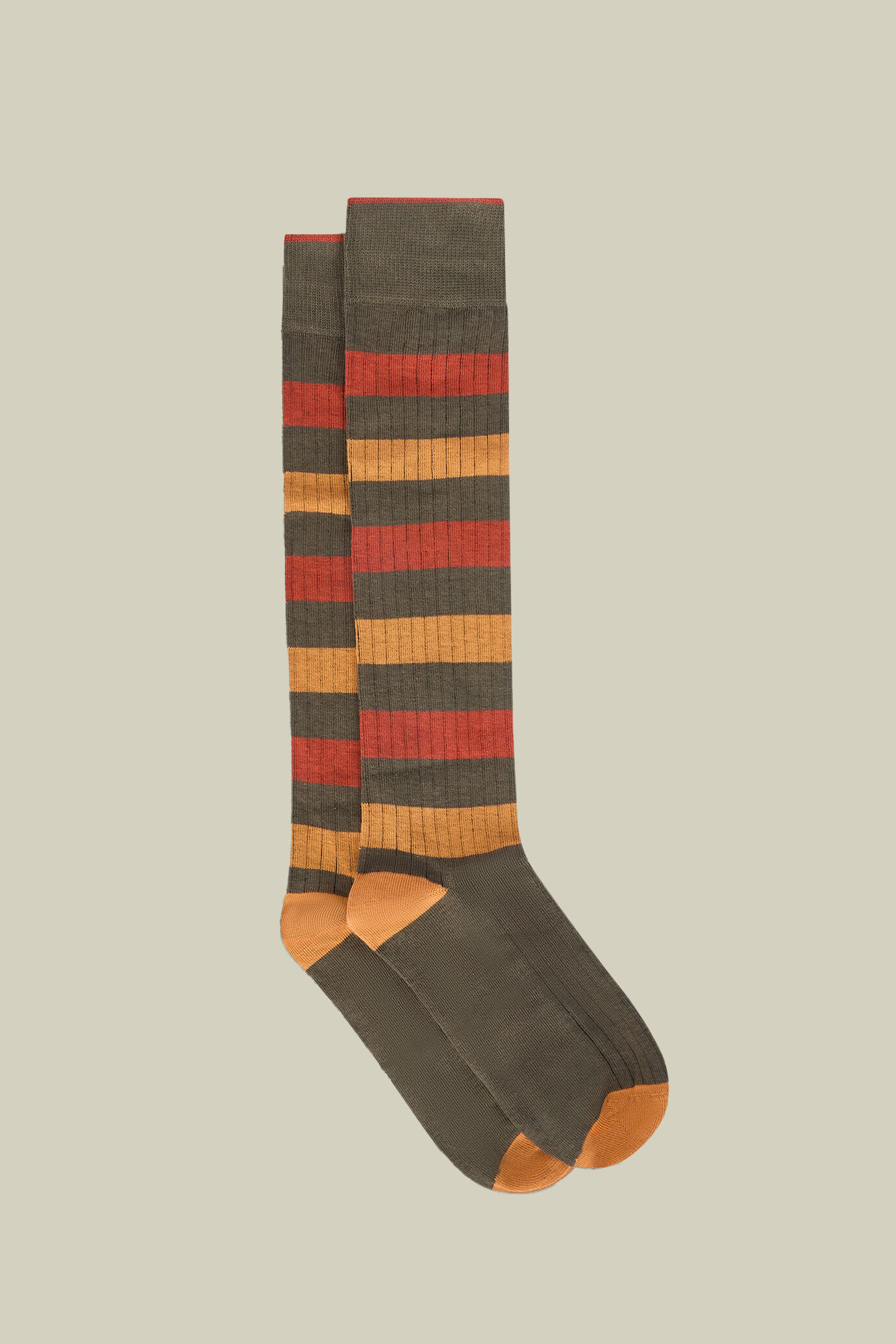 Calze stivaletto uomo in maglia a coste con righe bicolore made in Italy image number 0