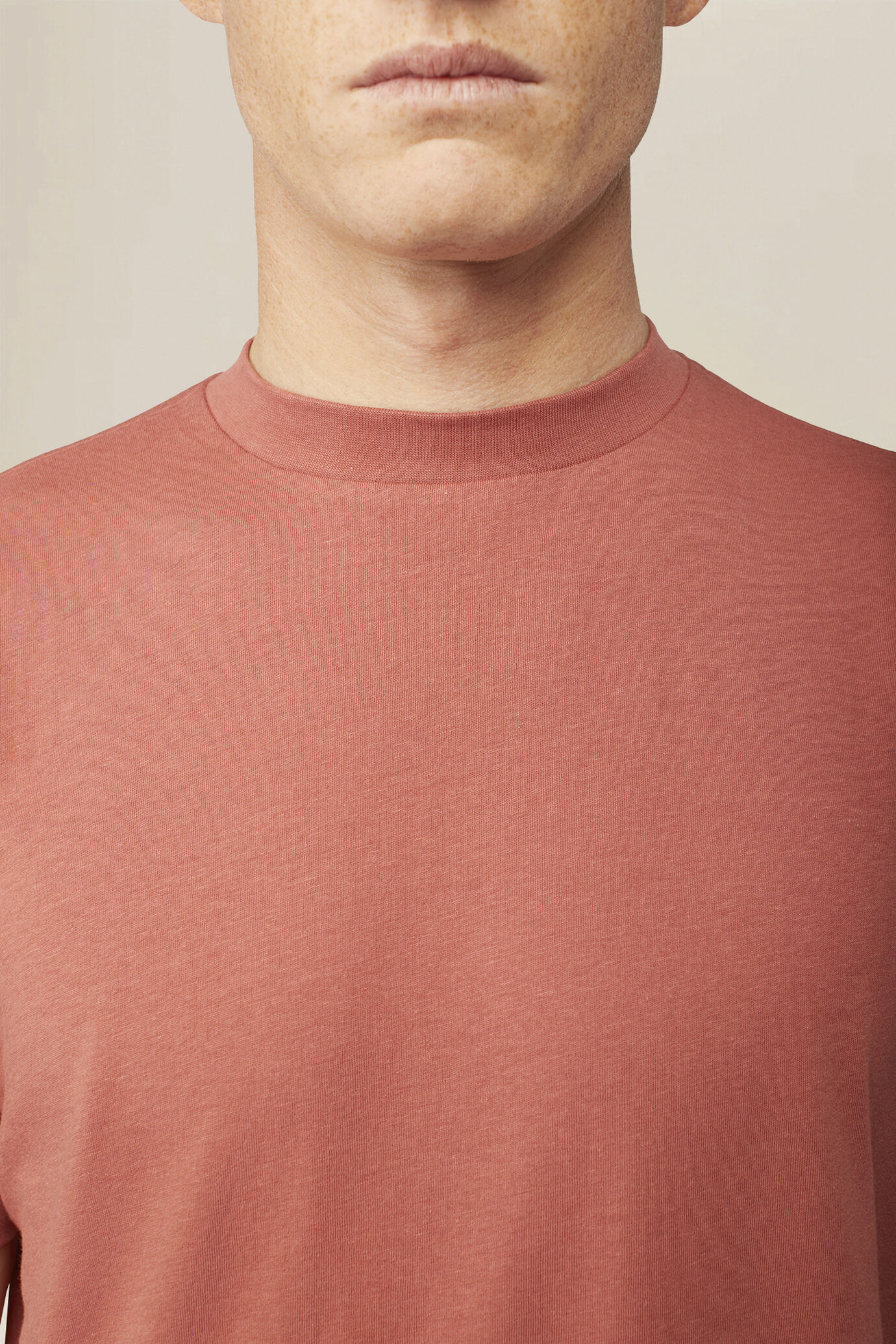 Men's T-shirt in 100% cotton jersey with slightly high neck image number 3