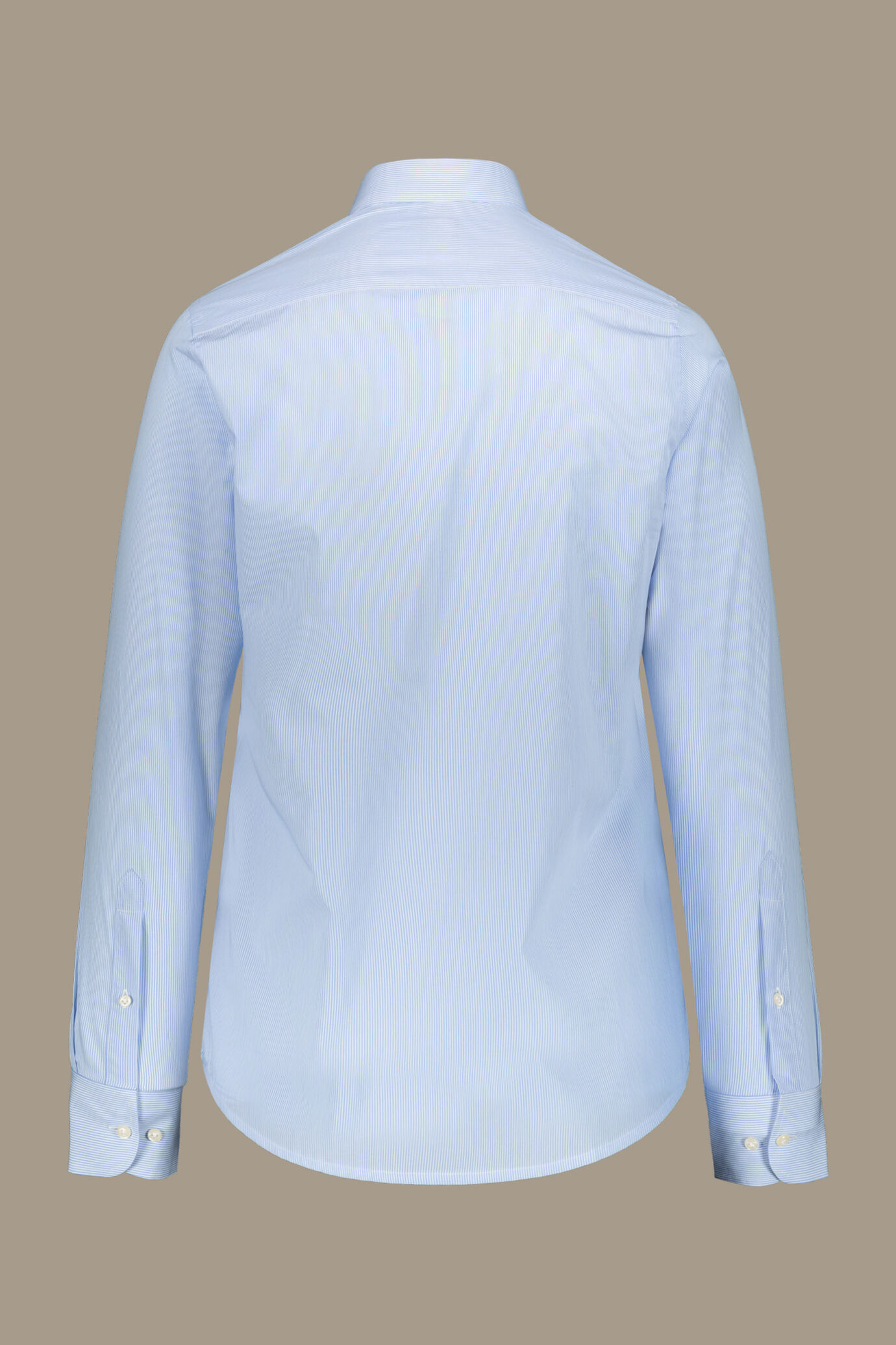 Camicia classica uomo collo francese 100% cotone tinto filo riga stretta image number 5