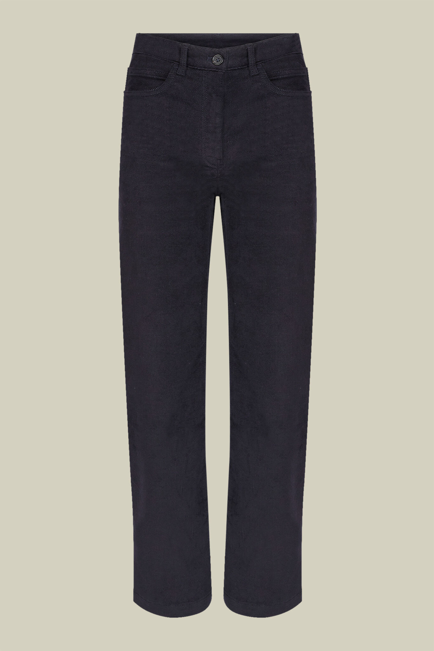 5-Pocket-Hose aus Samt mit geradem Bein für Damen aus Denim in normaler Passform image number 0