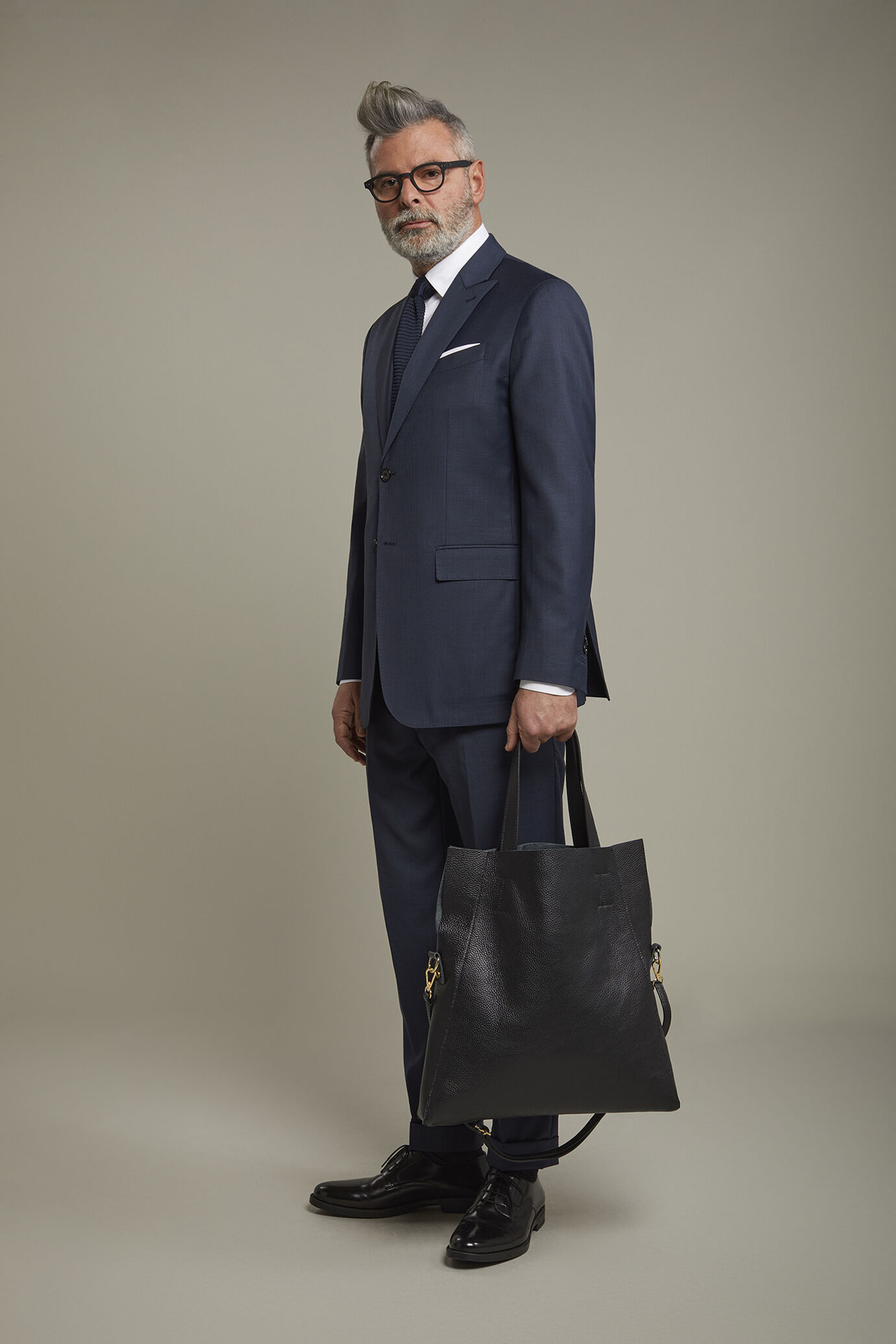 Men's single-breasted Wool Blend suit glen plaid  pattern regular fit image number 1