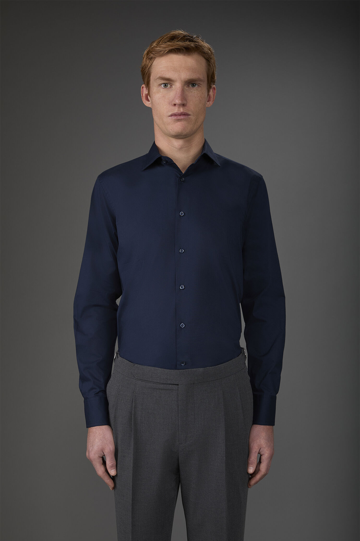 Camicia classica collo francese uomo tinta unita fiammato