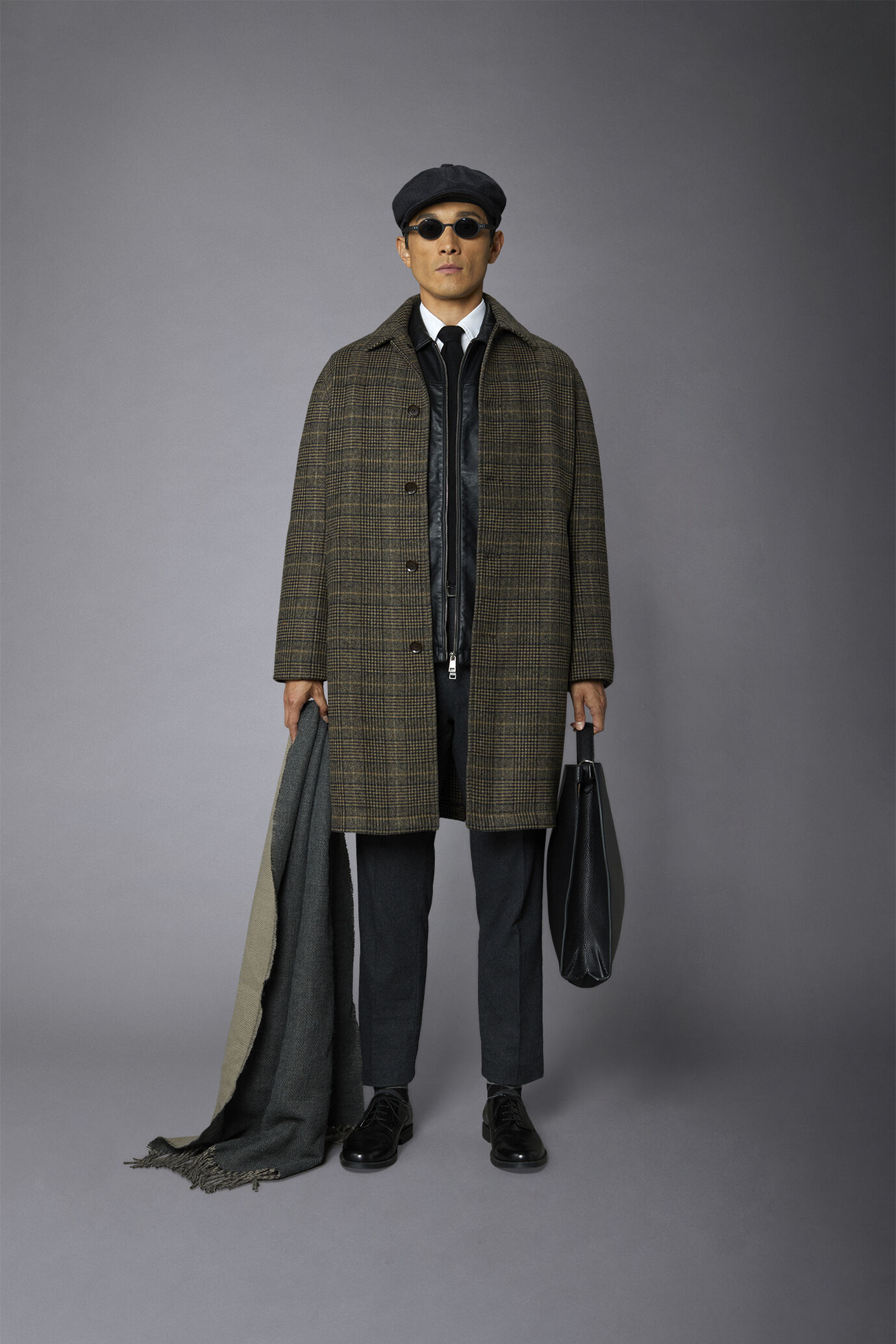 Men's wool-blend single-breasted checked loden coat image number 2
