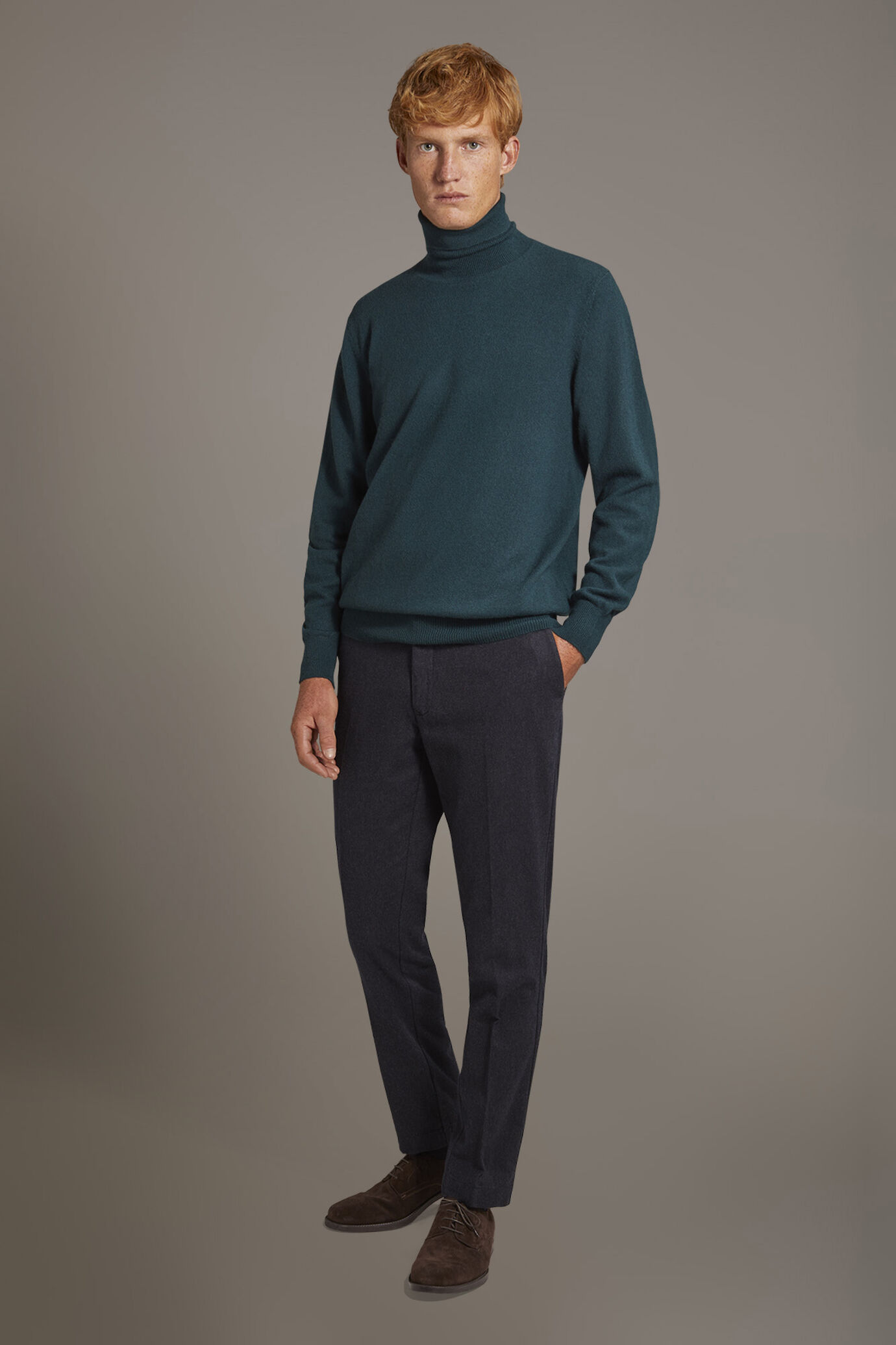 Pantalone chino regular fit tessuto tinto filo melange twill image number 1