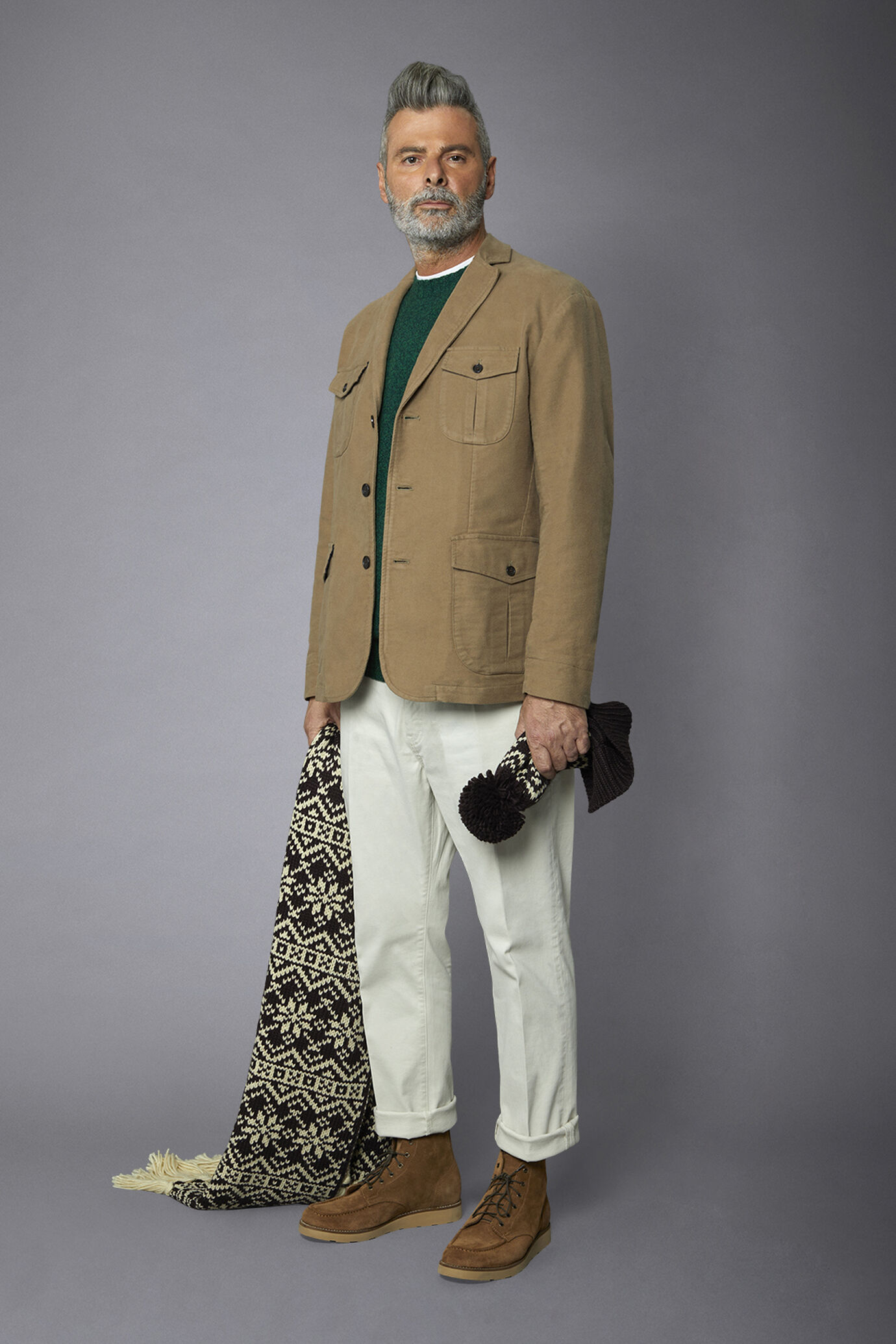 Genderless field jacket in plain moleskin regular fit image number 2
