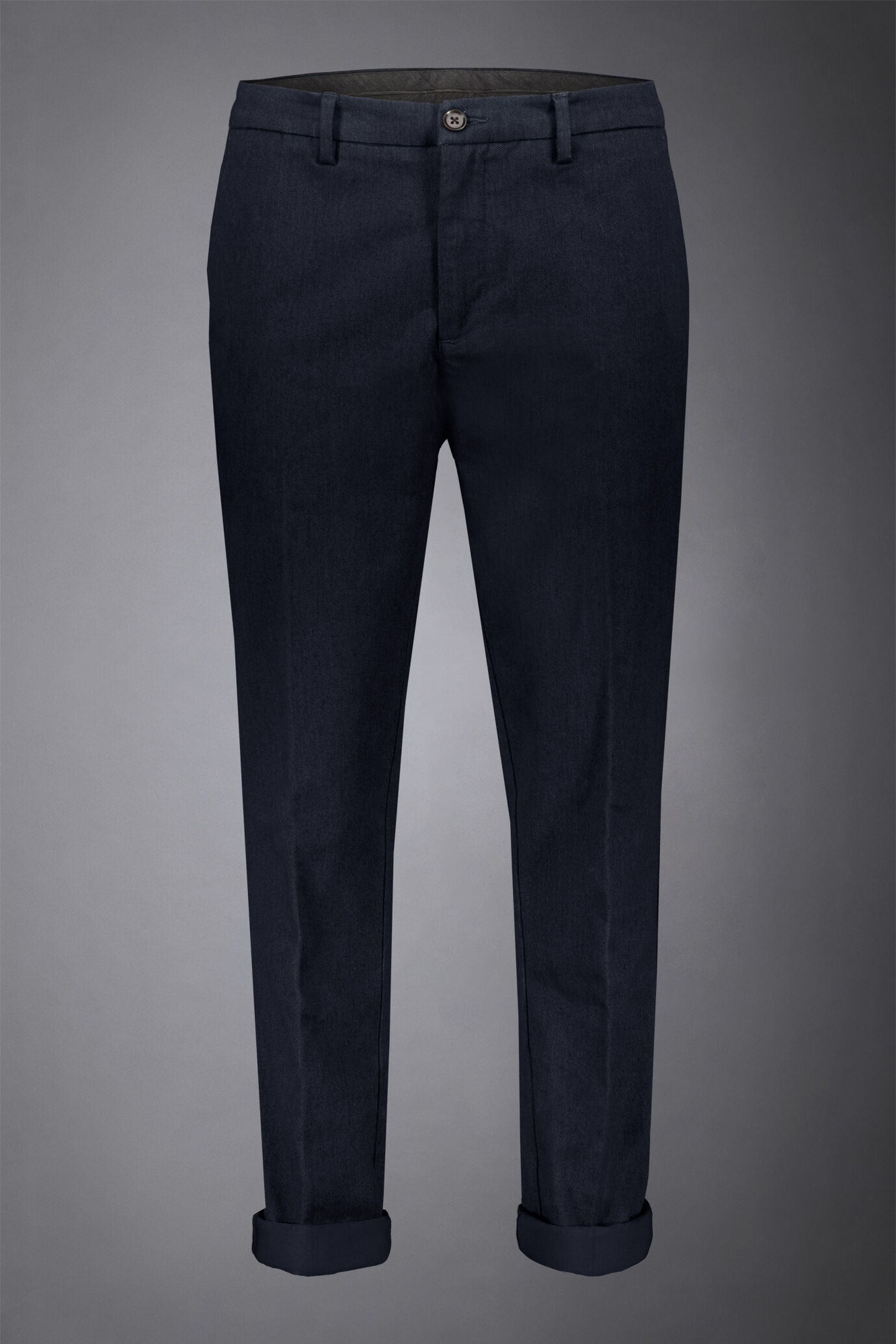 Pantalone uomo senza pinces in cotone stretch tessuto lavato disegno herringbone regular fit image number 4