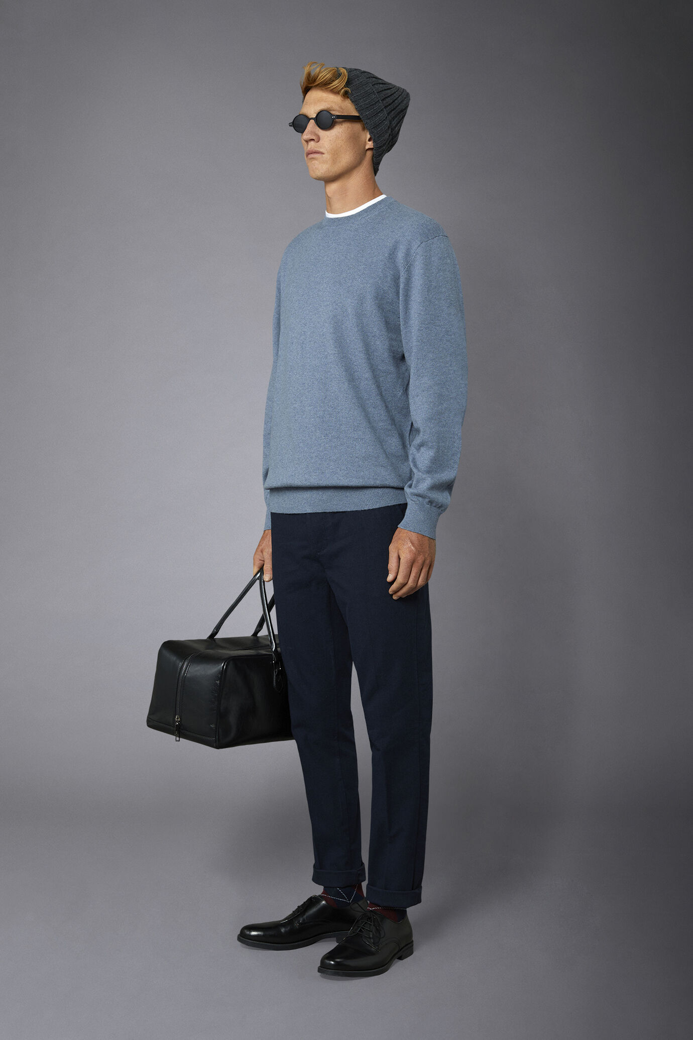 Pull &agrave; col ras du cou en laine et coton image number 1