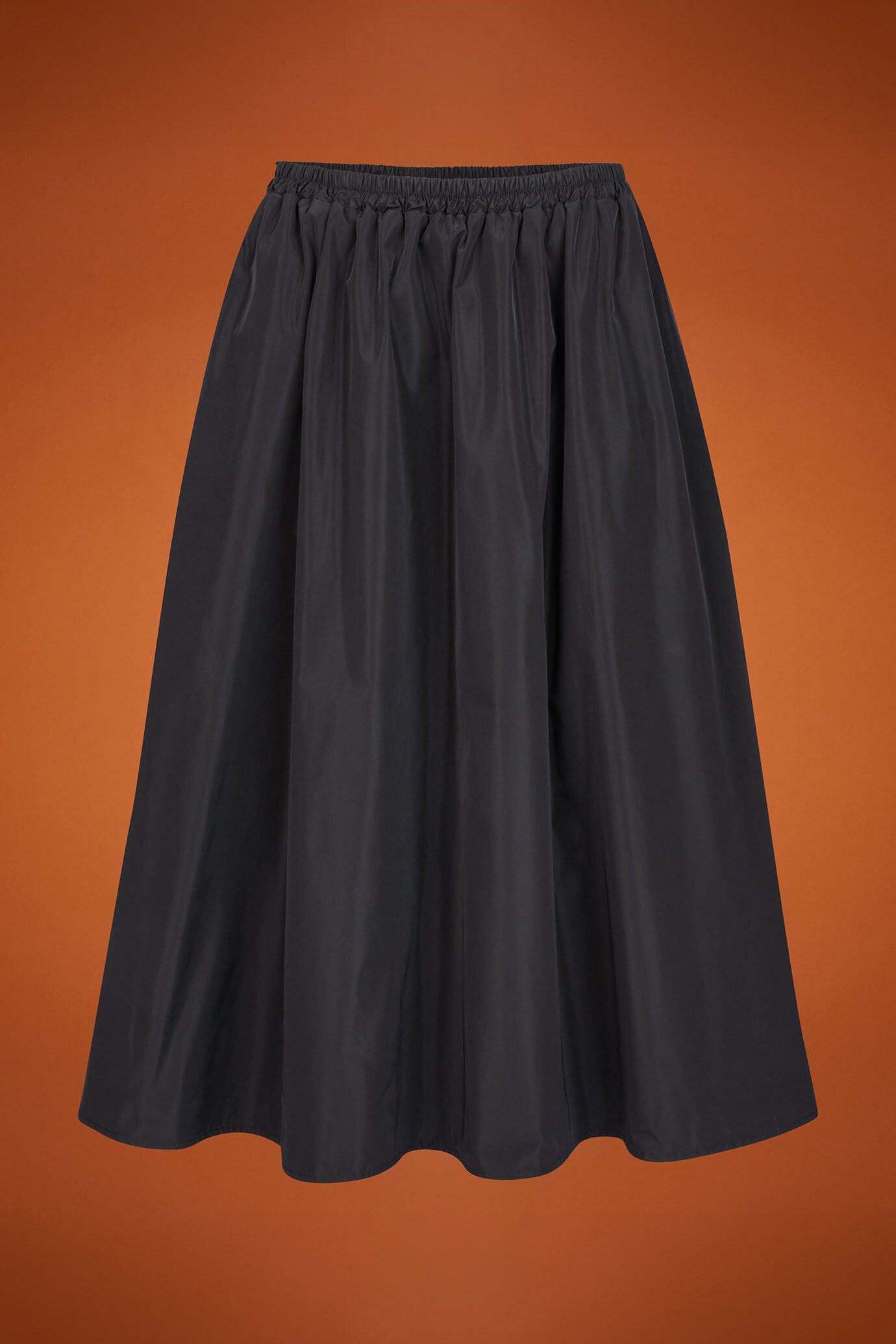 Women's regular fit long balloon skirt in plain taffeta with an elasticated waistband image number 4