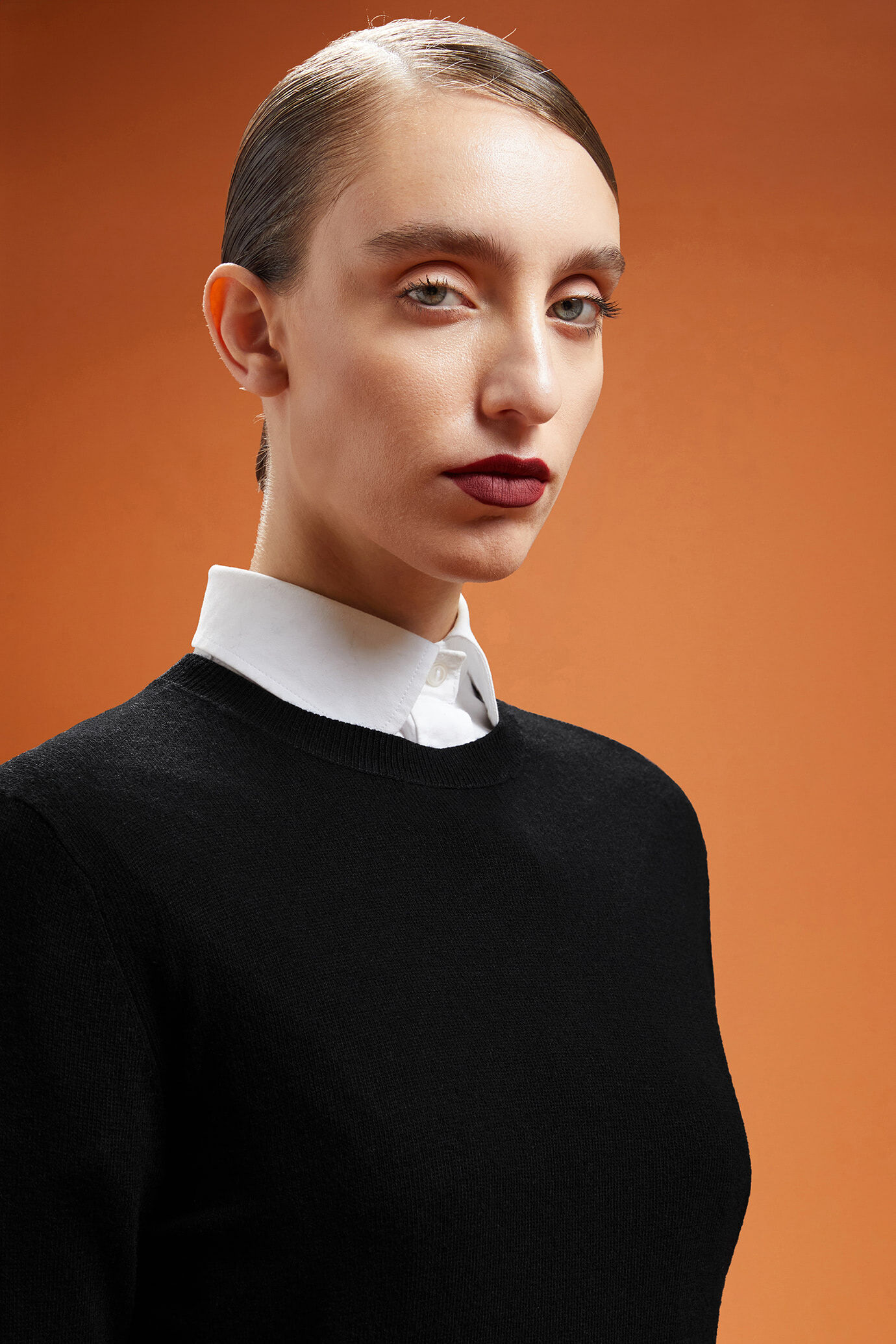 Women's regular fit crew neck knitted dress with side slits image number 3