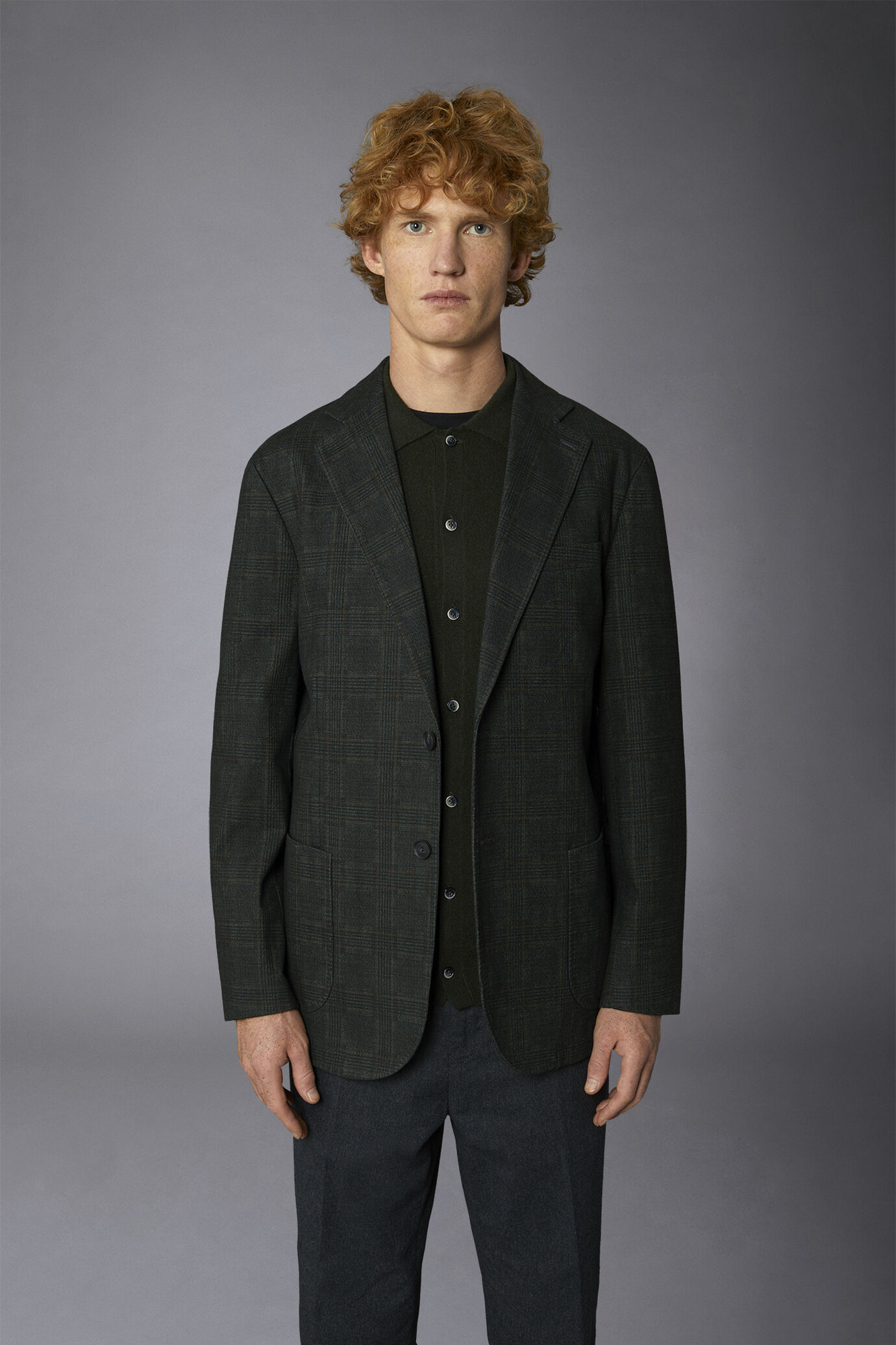 Regular fit genderless single-breasted jacket Prince of Wales fabric image number 2